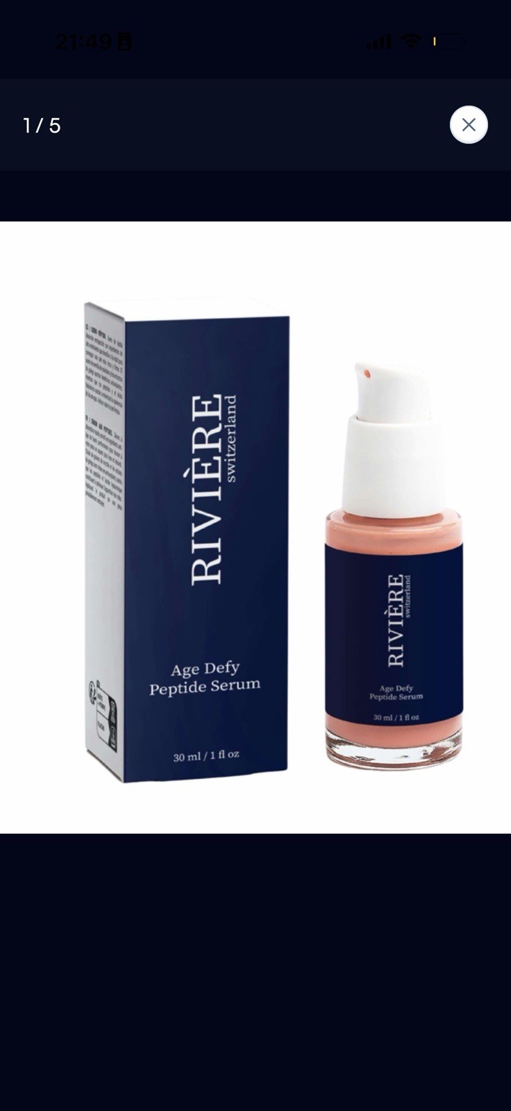RIVIÈRE Switzerland Age Defy Peptide Serum for Face 30 ml / 1 fl oz