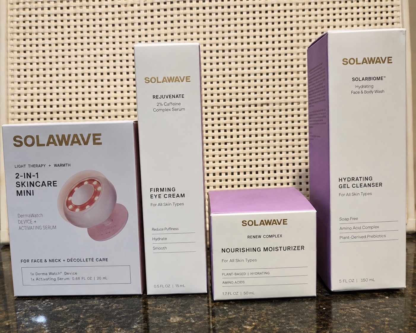 SOLAWAVE 2-in-1 Light Therapy Device + Solabiome Skincare Bundle 4 Pc Set