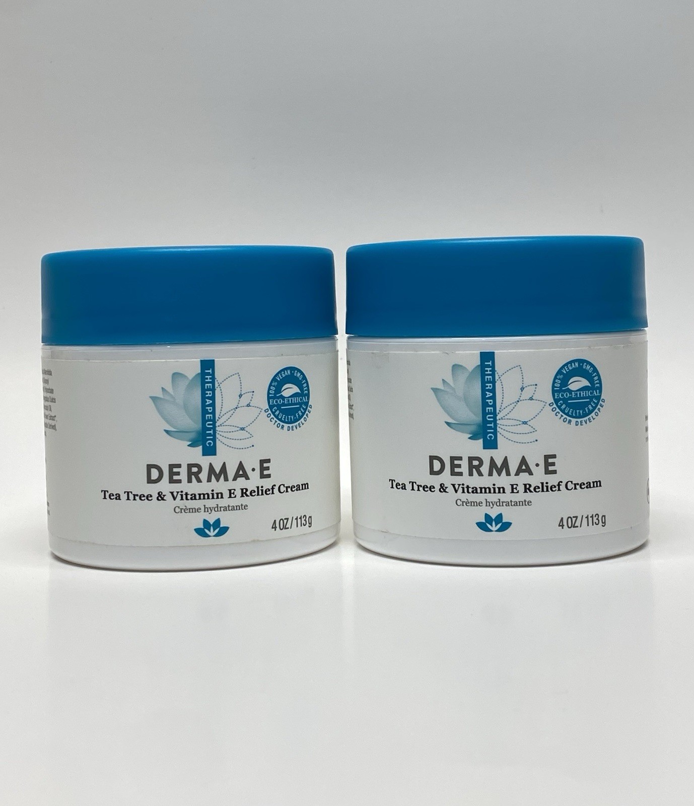 DermaE Tea Tree and Vitamin E Relief Cream – 4 oz Each (Pack 2 )