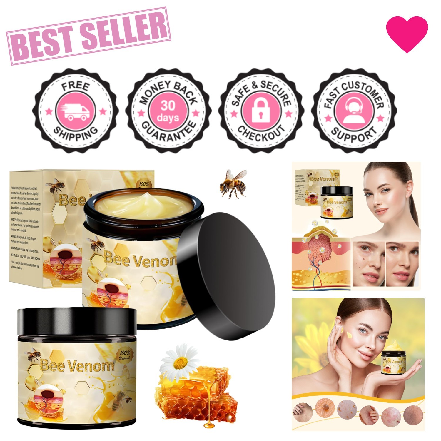 Hydrating Bee Venom Repair Cream – Water-Resistant Gel for Every Adult, 2pcs