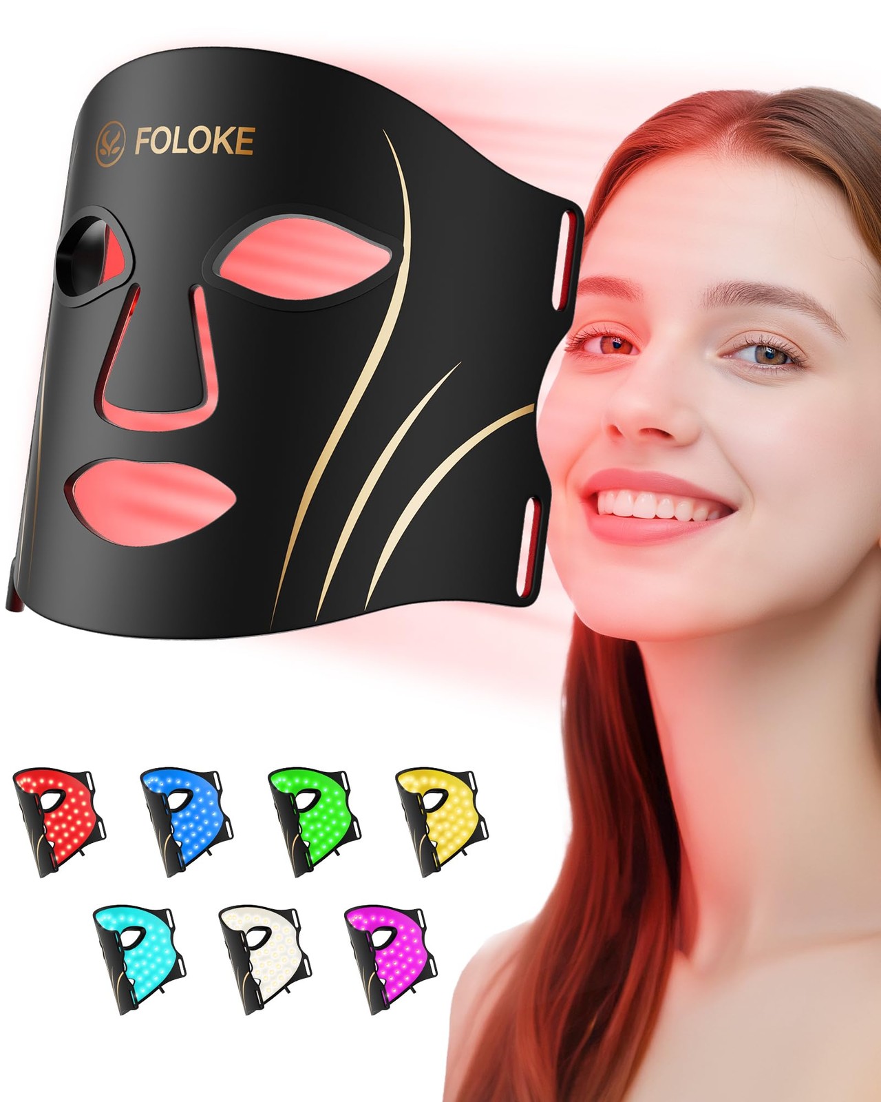 LED Light Therapy Mask Skin Care Mask, LED Red 630±5nm & NIR 830nm Wavelength…