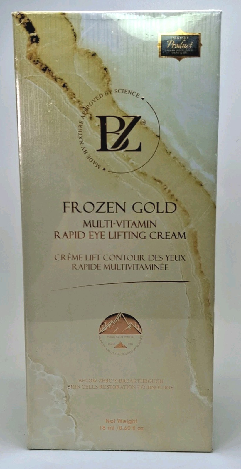 Below Zero Frozen Gold Multi-Vitamin Rapid Eye Lifting Cream 18 ML Luxury