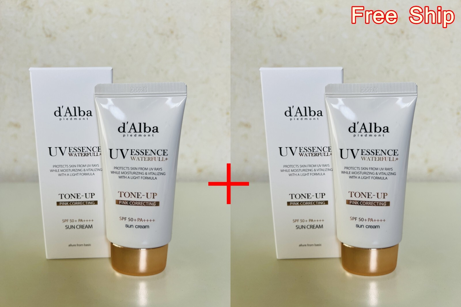 NEW d’Alba Waterfull Tone-up Sun Cream50ml+50ml Tinted Moisturizer VeganSkincare