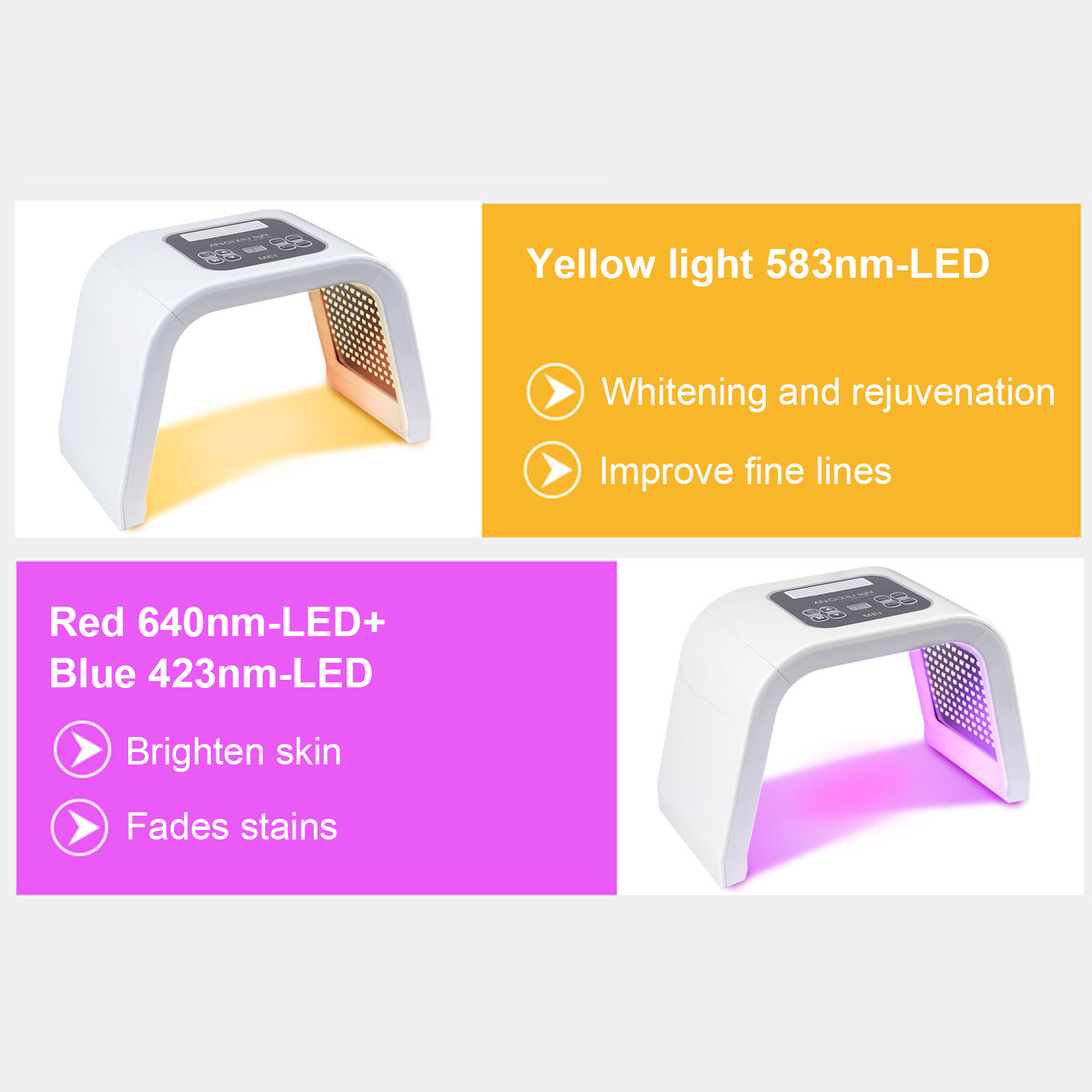LED Face Mask Light Therapy-7 Color LED Therapy Light Lamp Facial Skin Care Tool