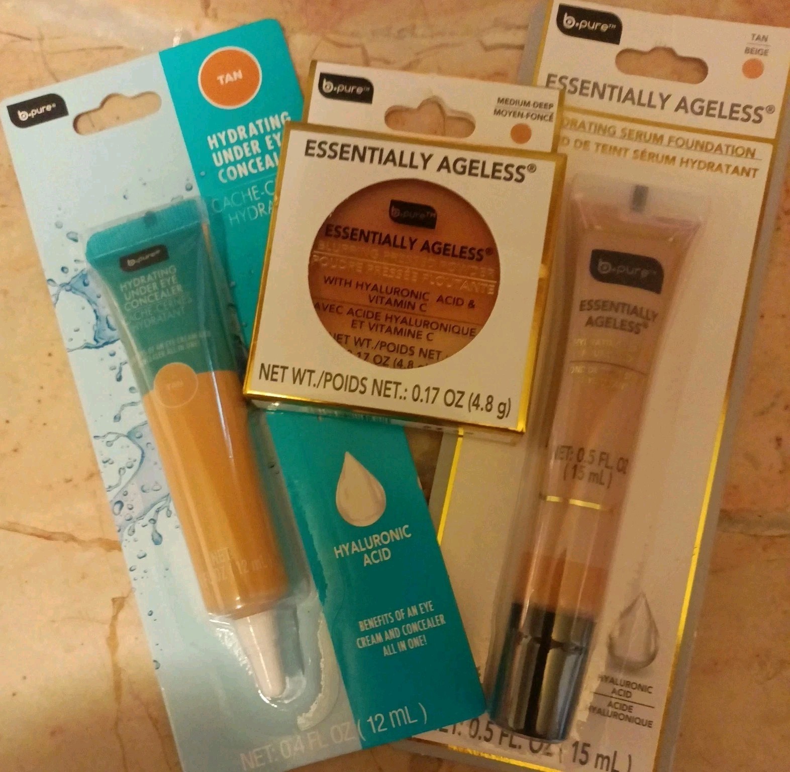 B*pure Tan Essentially Ageless Serum Foundation & Med/Deep Powder & Concealer