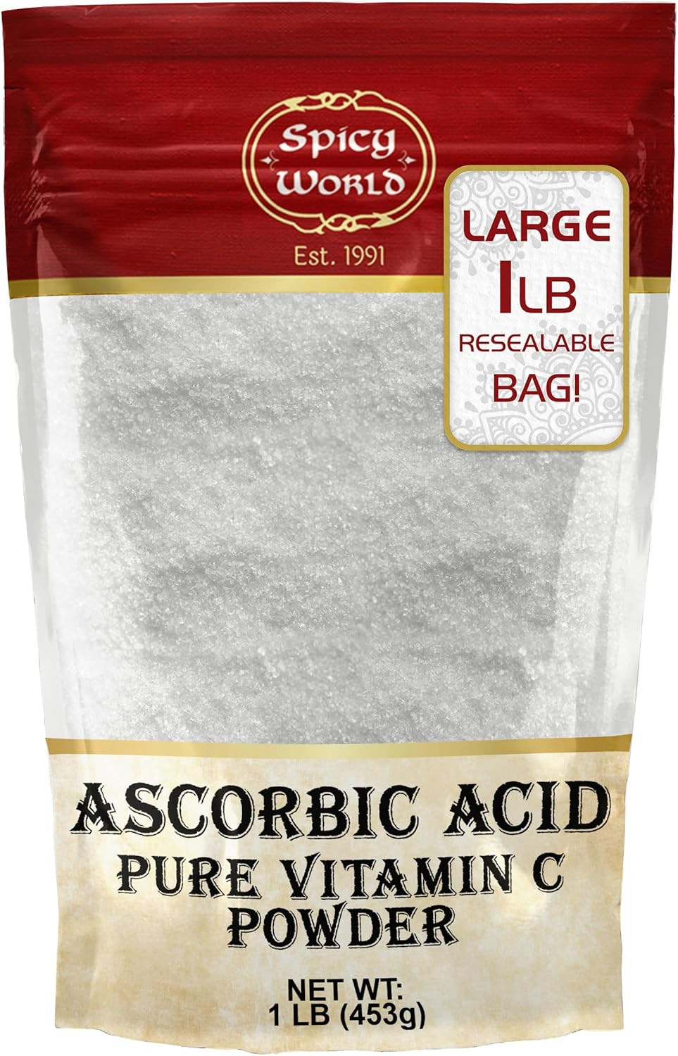 Ascorbic Acid 1 LB Bulk Bag – Pure Vitamin C Powder – 100% Pure, Food Grade