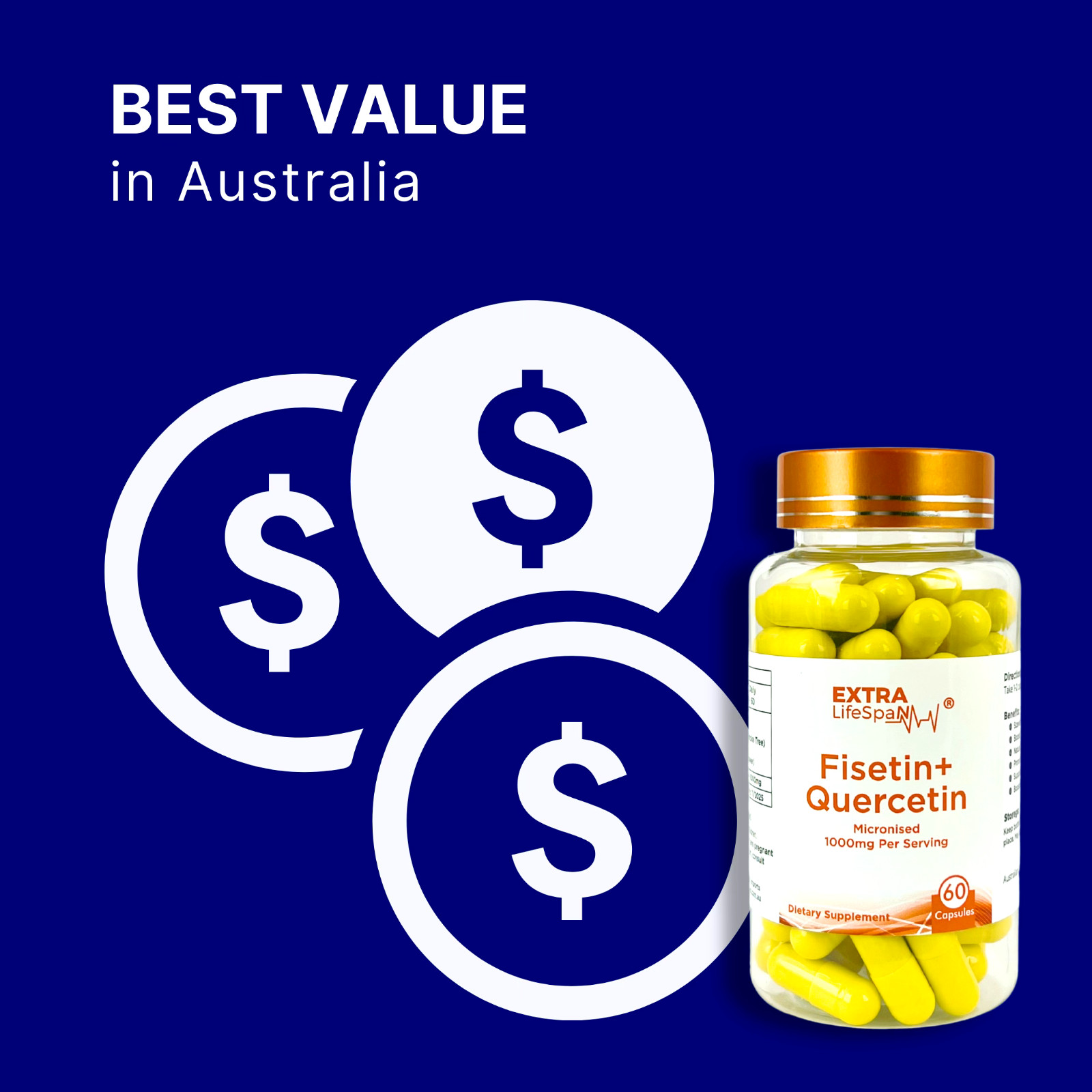 Fisetin Quercetin Australia 99.8% AU Lab Certified 500mg x60 Capsules Supplement