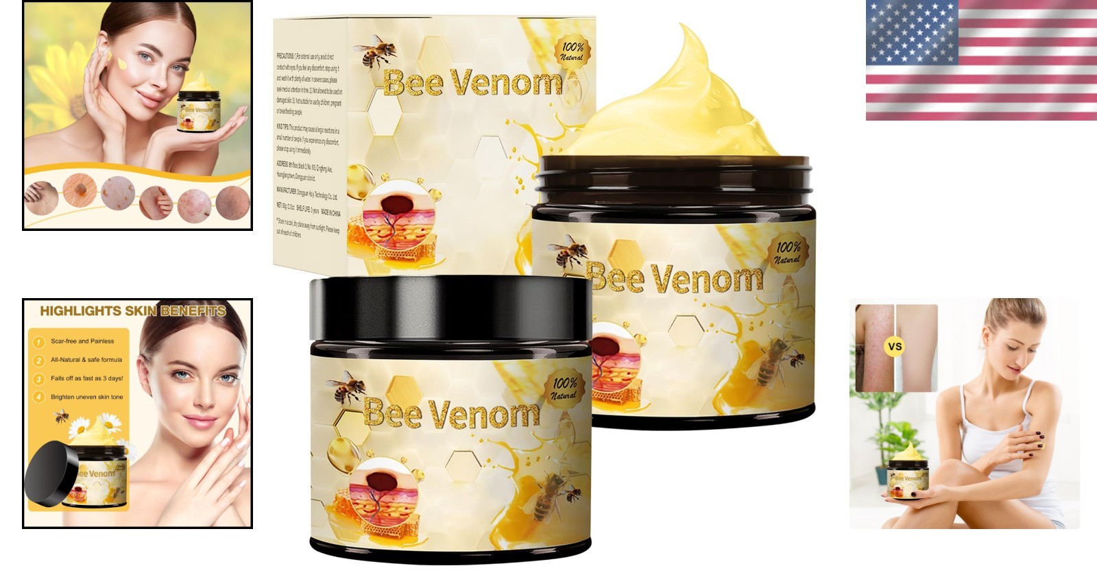 Professional Bee Venom Cream – 2.12 Oz Moisturizing Treatment for All Skin Types