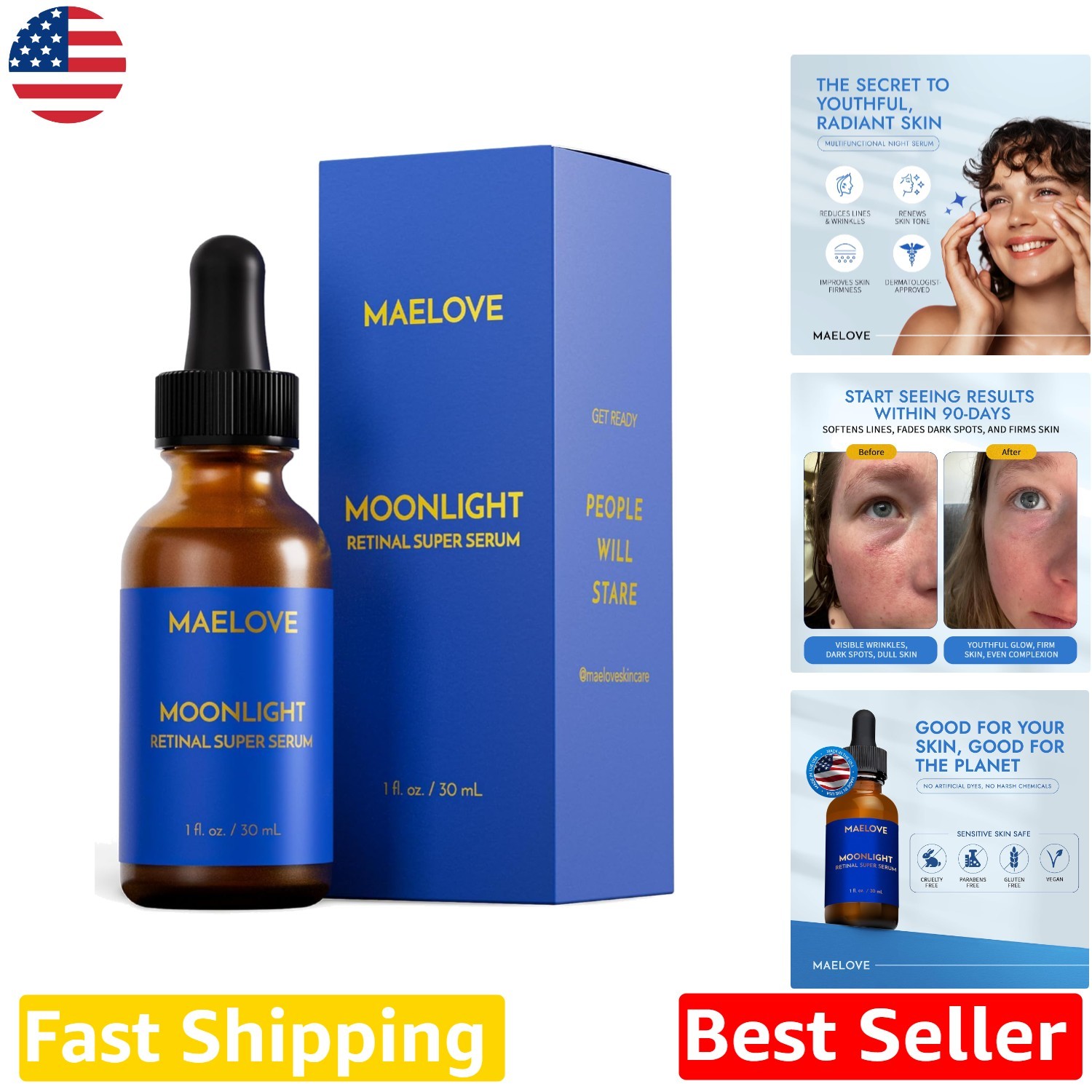 Elite Retinal Serum for Anti-Wrinkle Dark Spot Correction & Skin Firmness 1 oz
