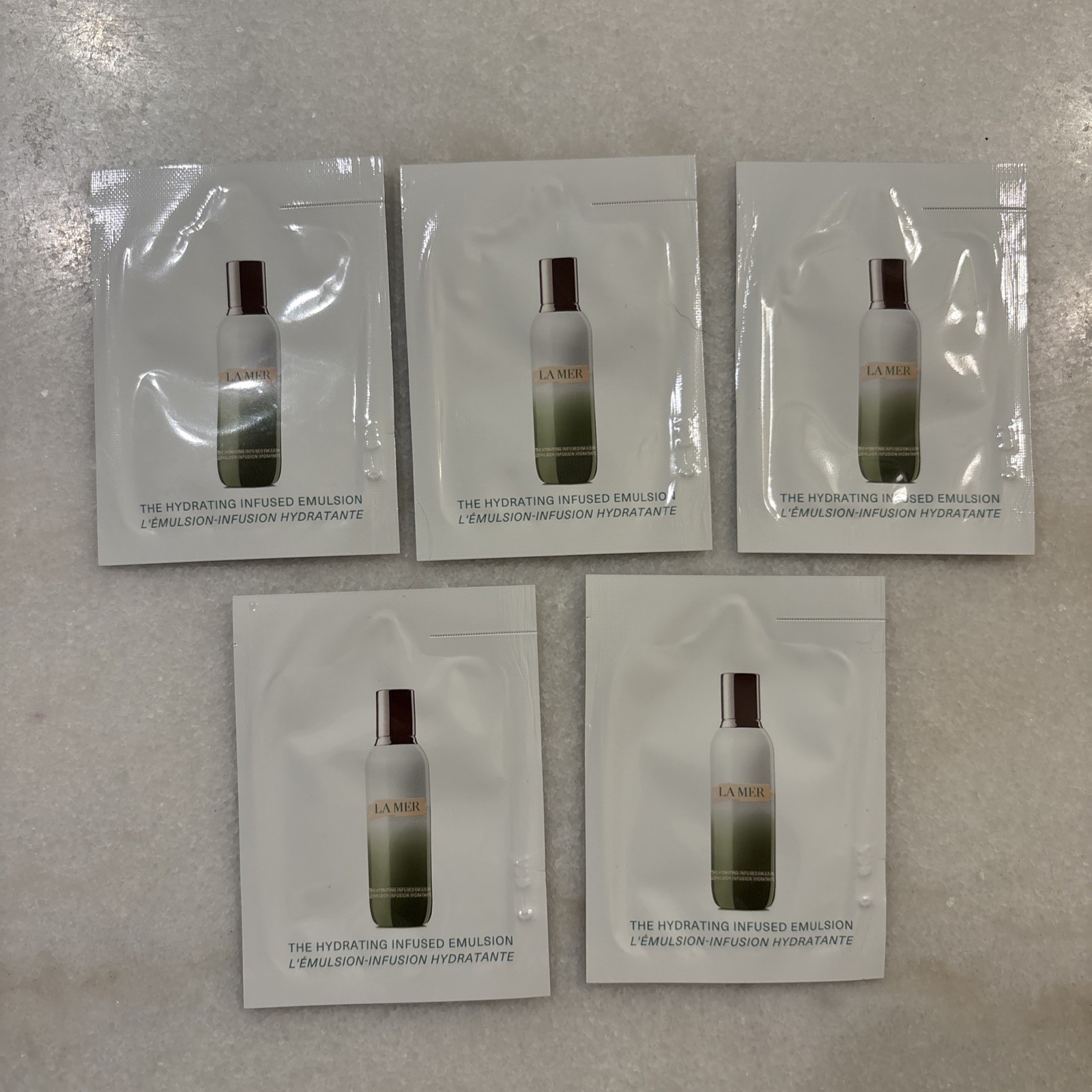 5 x La Mer Hydrating Infused Emulsion Sample Travel Size 1.5mL 0.05oz Each