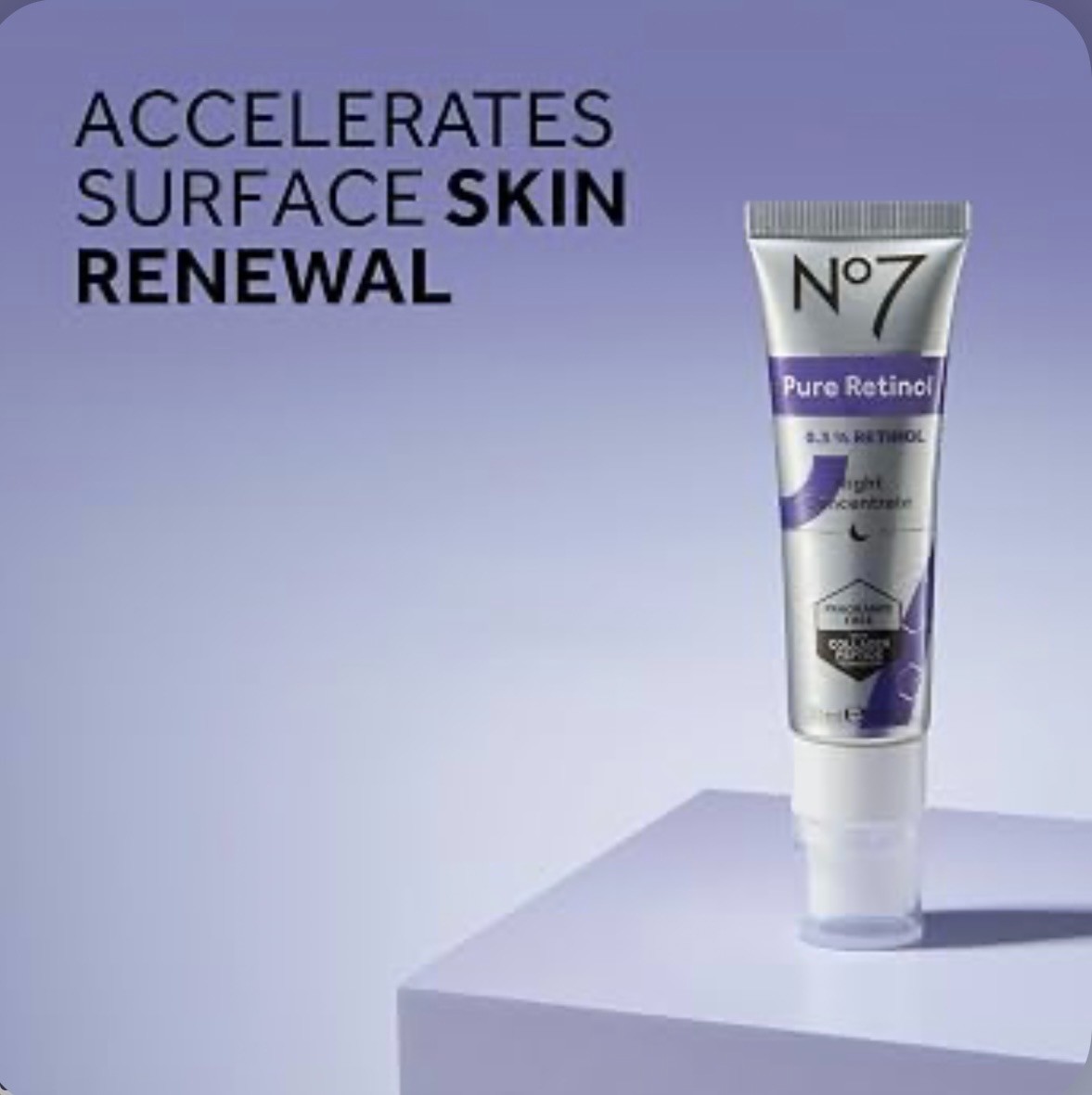 No7 Pure Retinol 0.3% Night Concentrate 1 oz Anti Aging Wrinkle Dark Spots