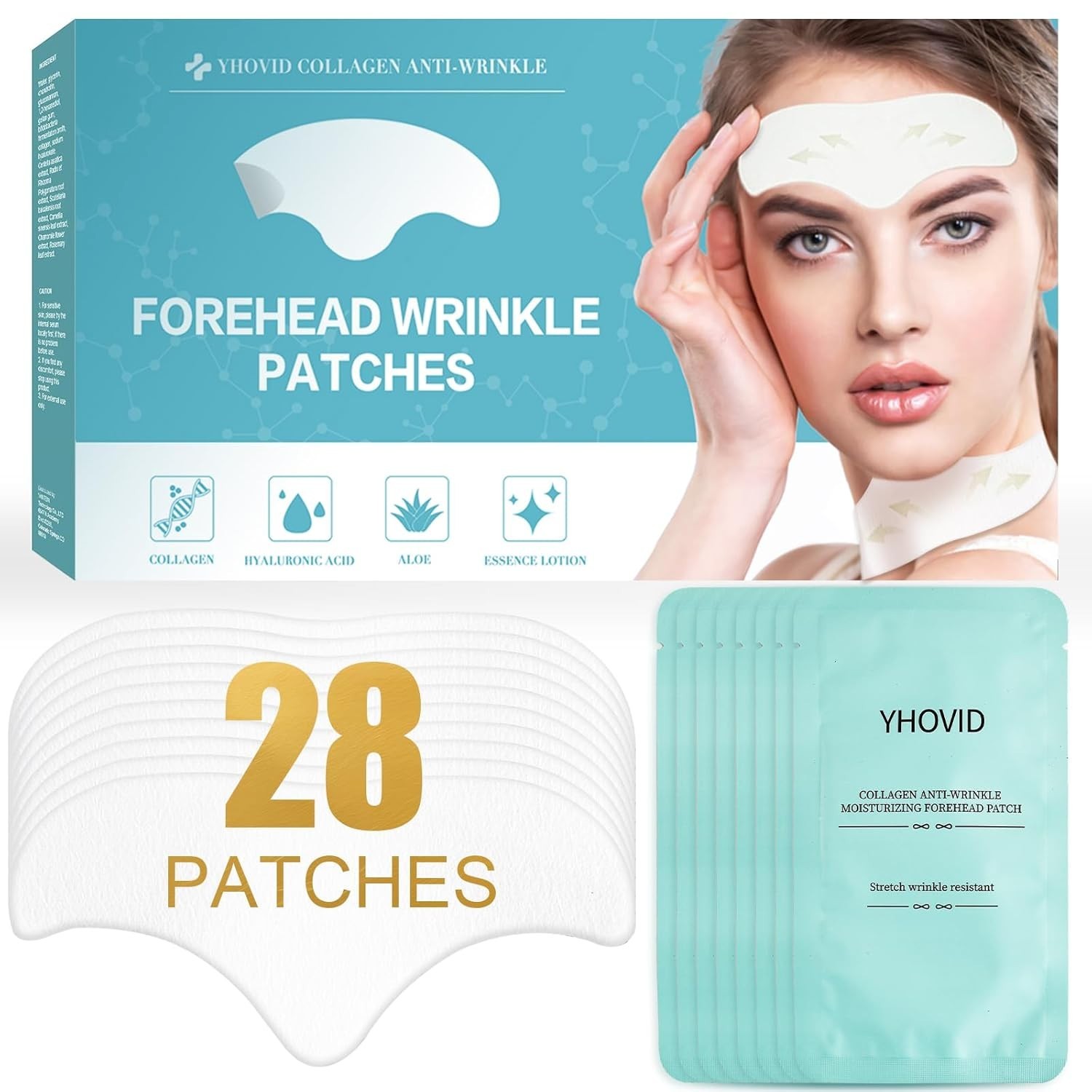 28 Pcs Forehead Wrinkle Patches – Anti Wrinkle Facial Patches with Collagen a…