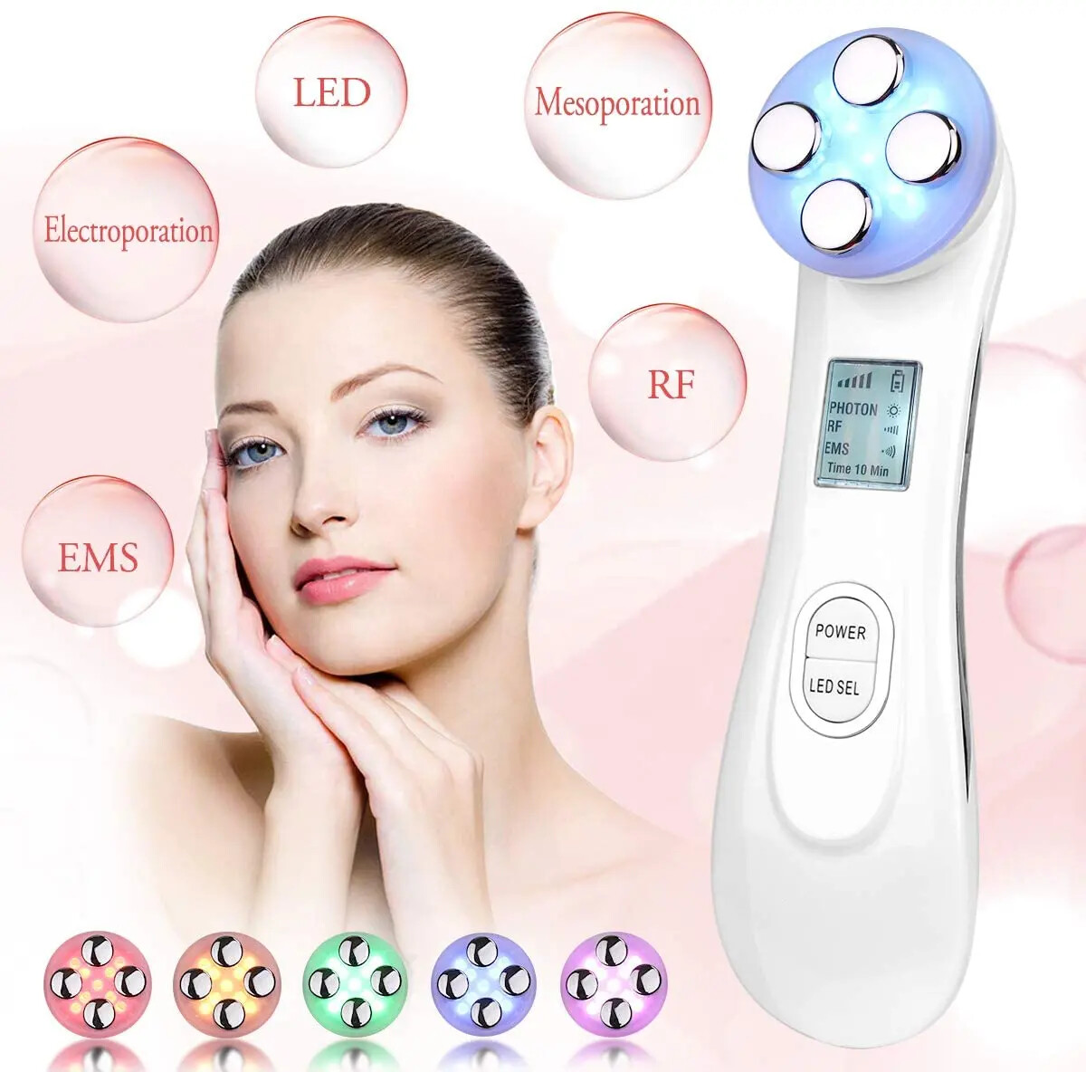 Multifunctional 5 In 1 Electric LED Facial Beauty Skin Care Machine For Home Use