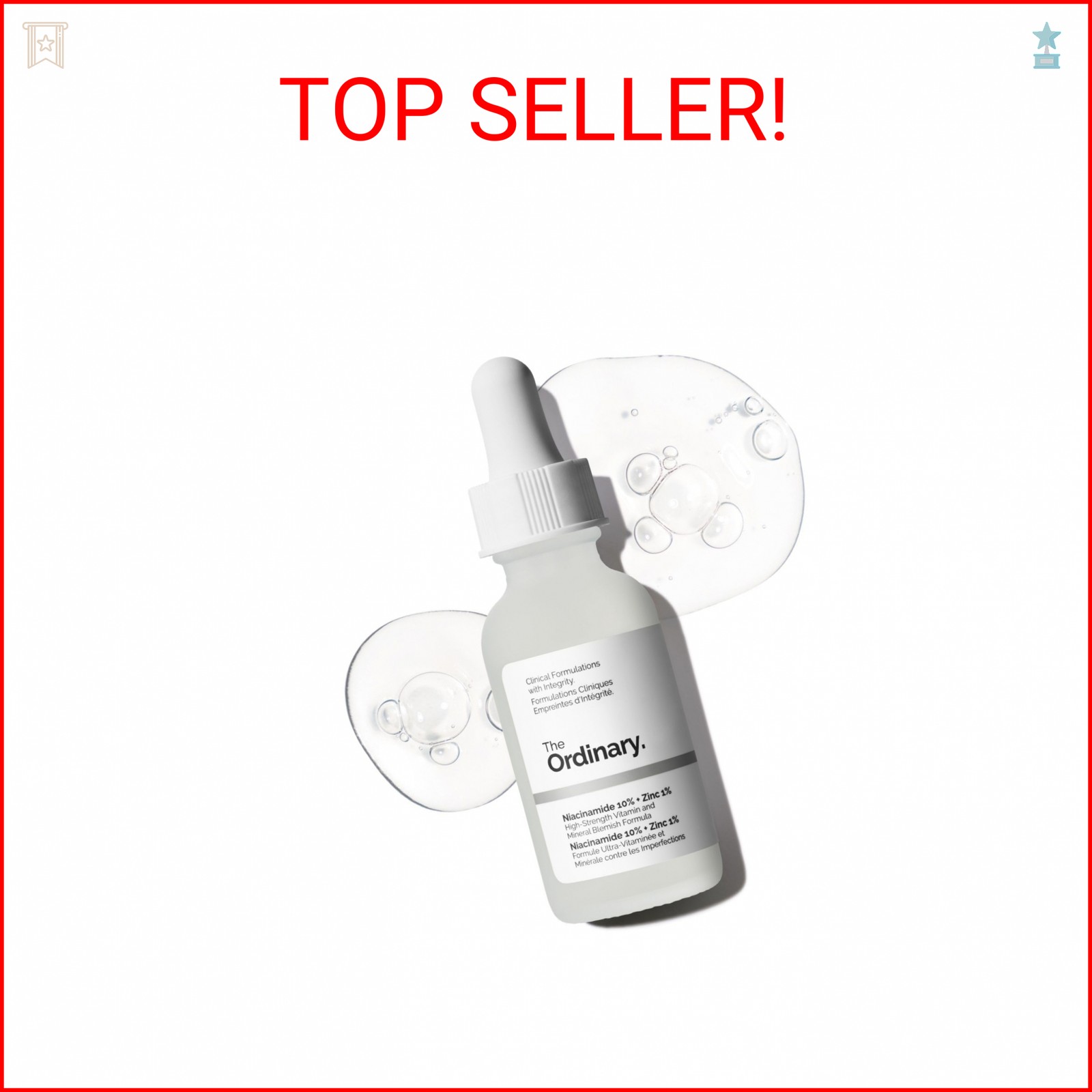 The Ordinary Niacinamide 10% + Zinc 1%, Smoothing Serum for Blemish-Prone Skin,