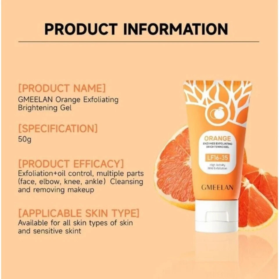 GMEELAN Orange Enzyme Gel 50g – Gentle Face Exfoliating Scrub for Brightening