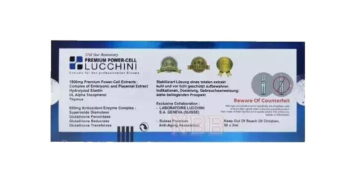 2 X 50 Ampoules 2ml~Lucchini Premium Anti Aging Restore Elasticity & Hydrates