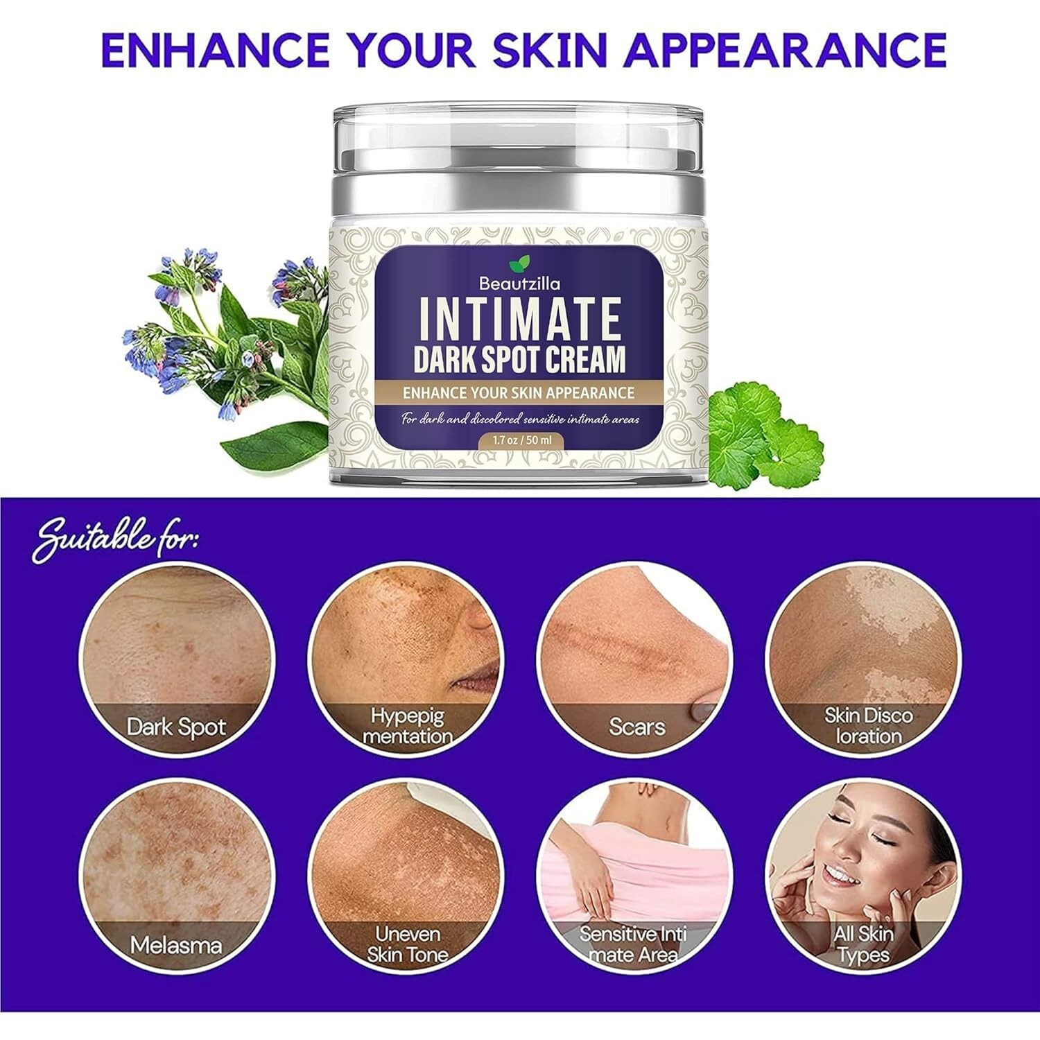 Intimate Area Dark Spot Corrector 168ml Moisturizing Skin Cream for All Skin