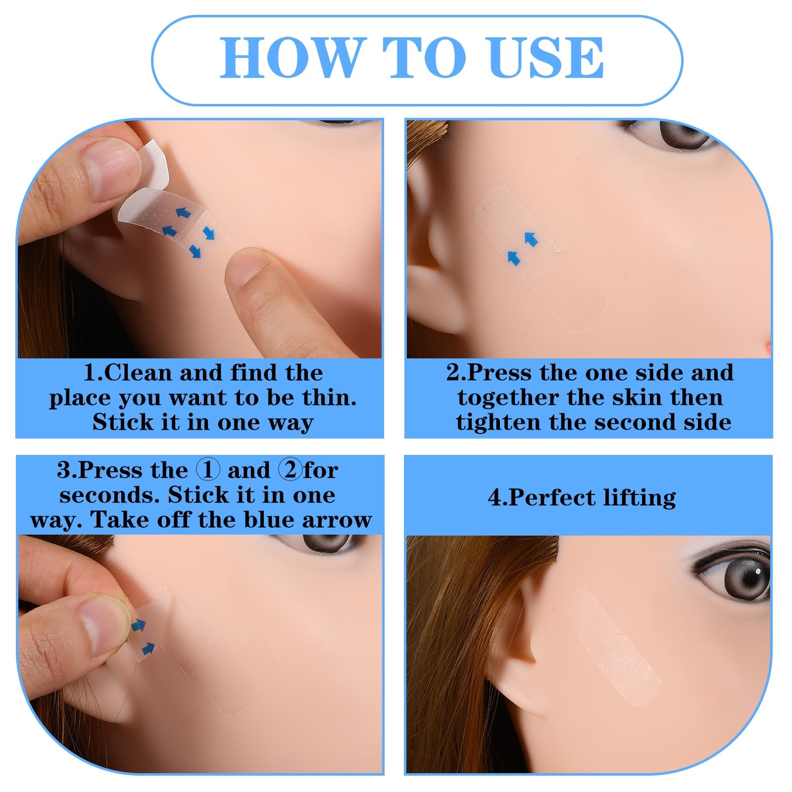 Face Lift Tape, 120 Pcs Invisible Face Lift Tape, Instant Neck Lift Tape for Dou