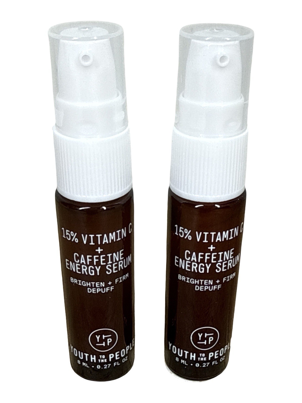 2 x YOUTH TO THE PEOPLE 15% Vitamin C + Caffeine Energy Serum Travel Size .27oz