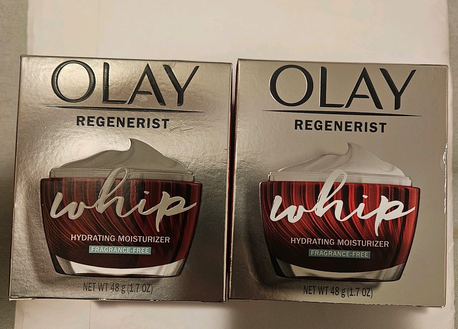 Olay Regenerist Whip 1.7oz Fragrance Free Facial Moisturizer lot 2