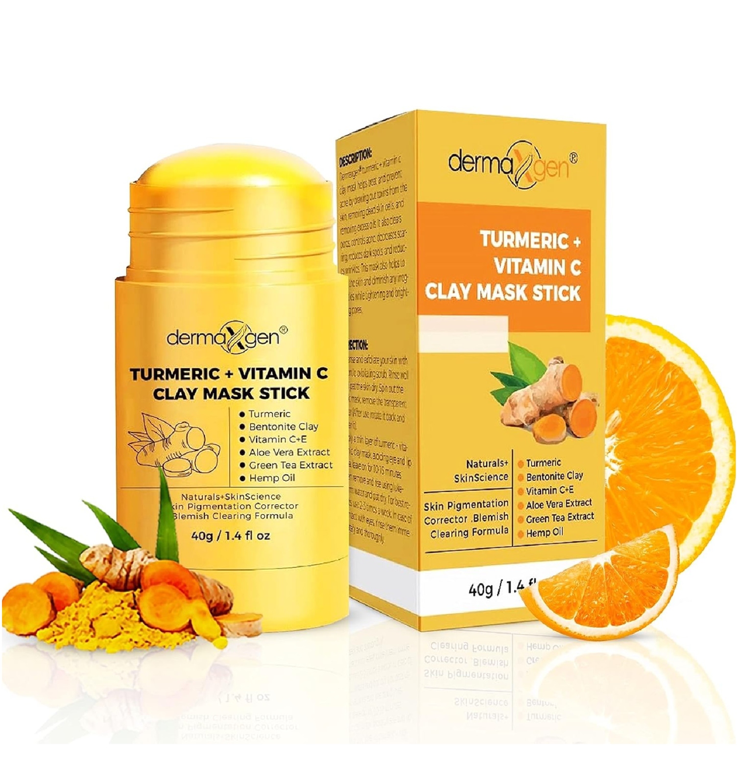 Organic Vitamin C Clay Mask Stick – Detox Clay Face Mask Stick for Acne Scars &