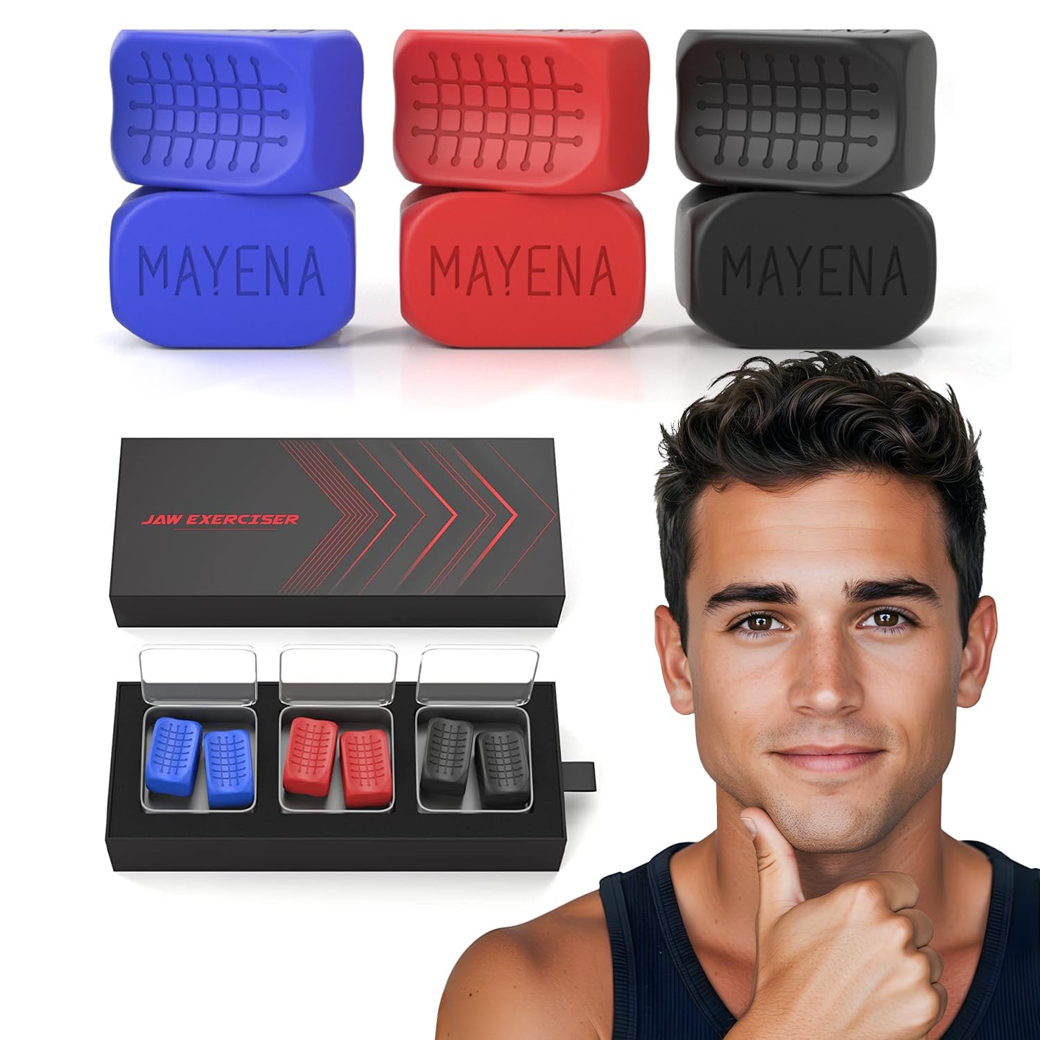 Jaw Exerciser for Men & Women | 3 Resistance Levels Silicone Jawline Shaper S…