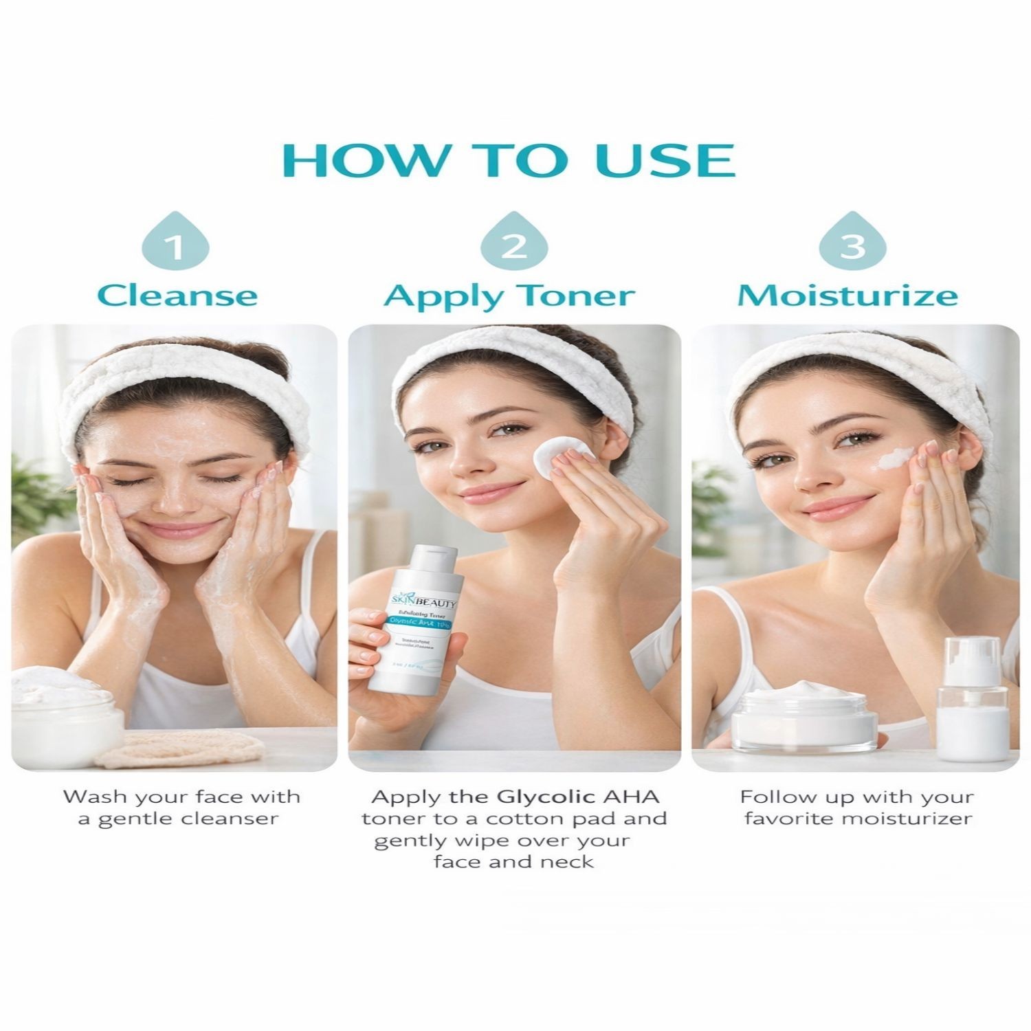 2 oz Exfoliating Glycolic Acid Skin Peel Toner for Large Pores, Acne, Wrinkles