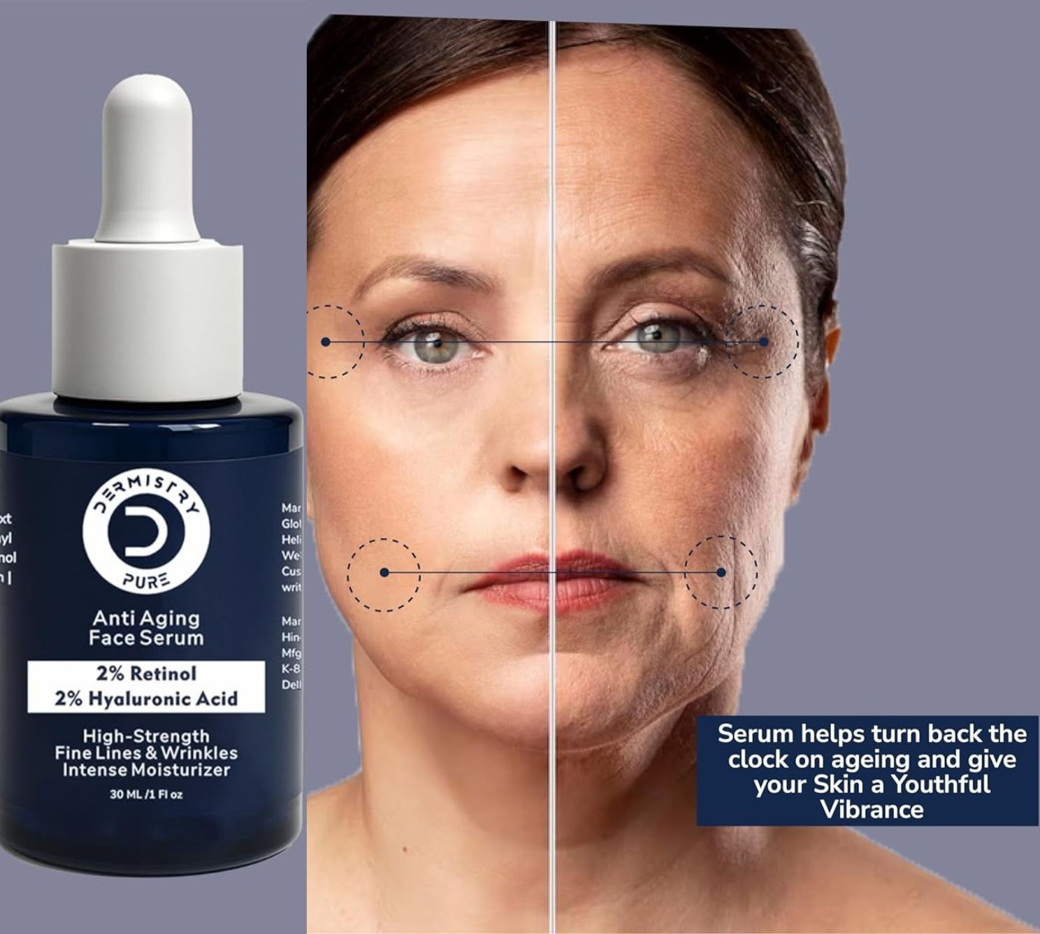 Hyaluronic Acid Retinol Collagen AntiAging, Fine Lines Wrinkles serum cream 30ml