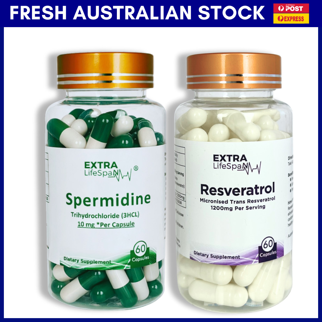Spermidine Australia 10mg Per Capsule + Resveratrol 60s Anti Aging Supplements