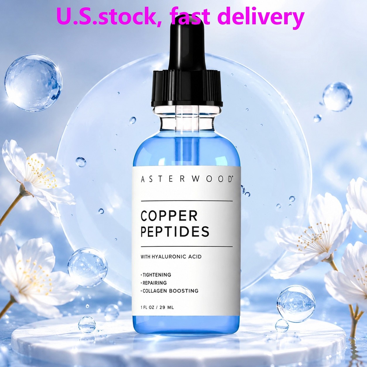 Asterwood Copper Peptides Serum for Face with GHKCu Peptide and Hyaluronic A…