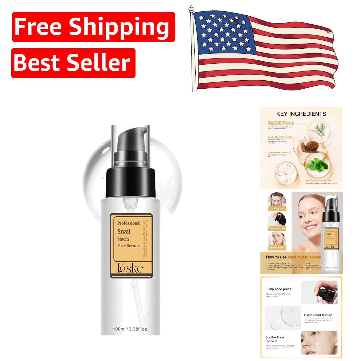 Gentle Snail Secretion Serum – Moisturizing Power for Sensitive Skin, 3.38 Fl oz