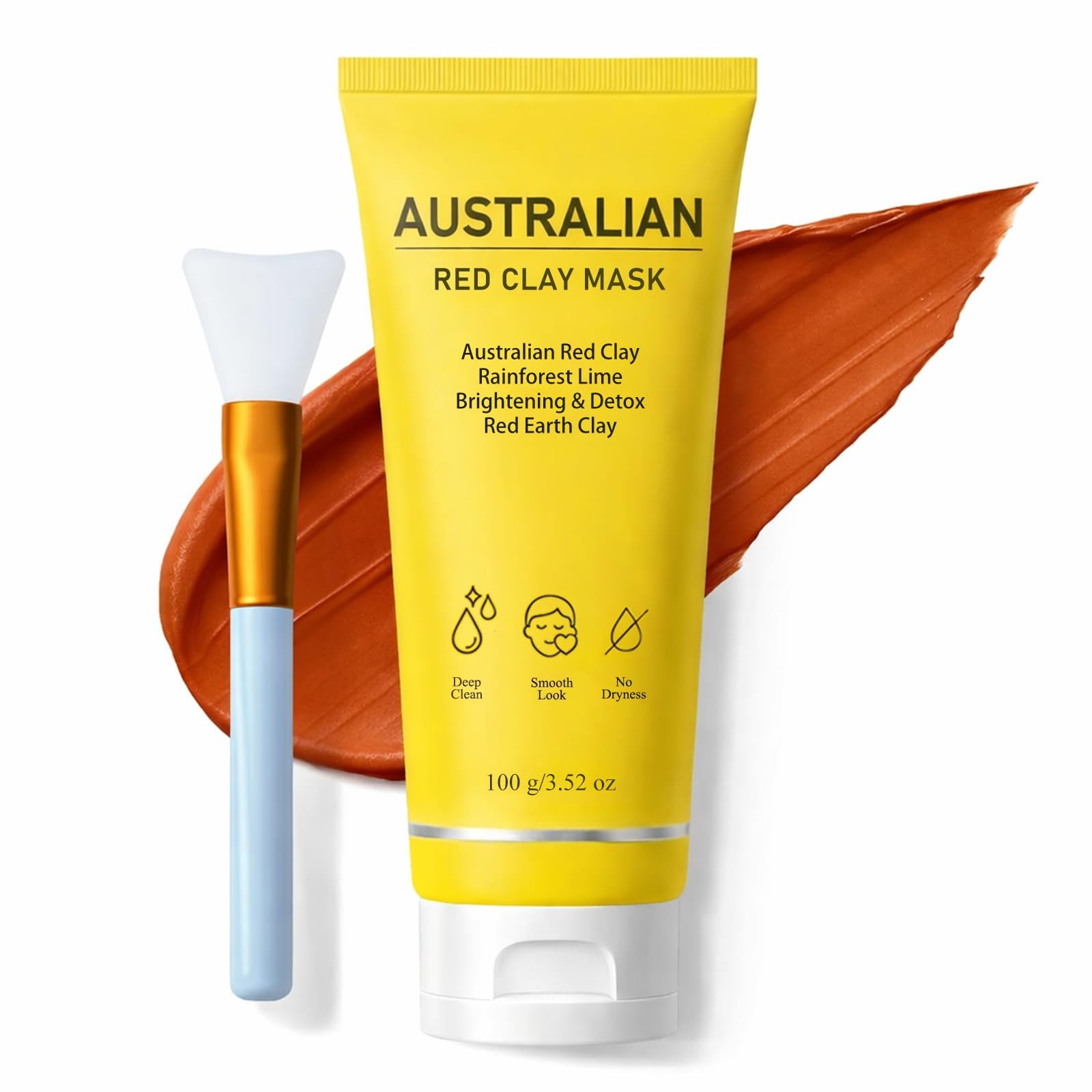 Australian Red Clay Face Mask – Deep Cleansing Detox Mud Mask with Kakadu Plu…