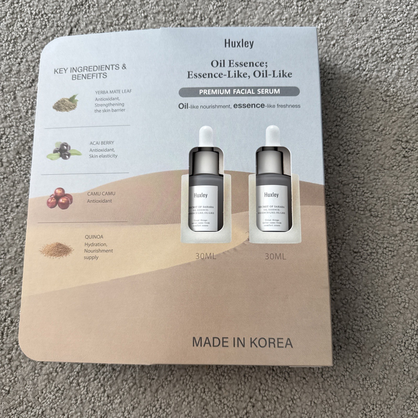 Huxley Oil Essence Premium Facial Serum 30ml 2 Pack New, Sealed