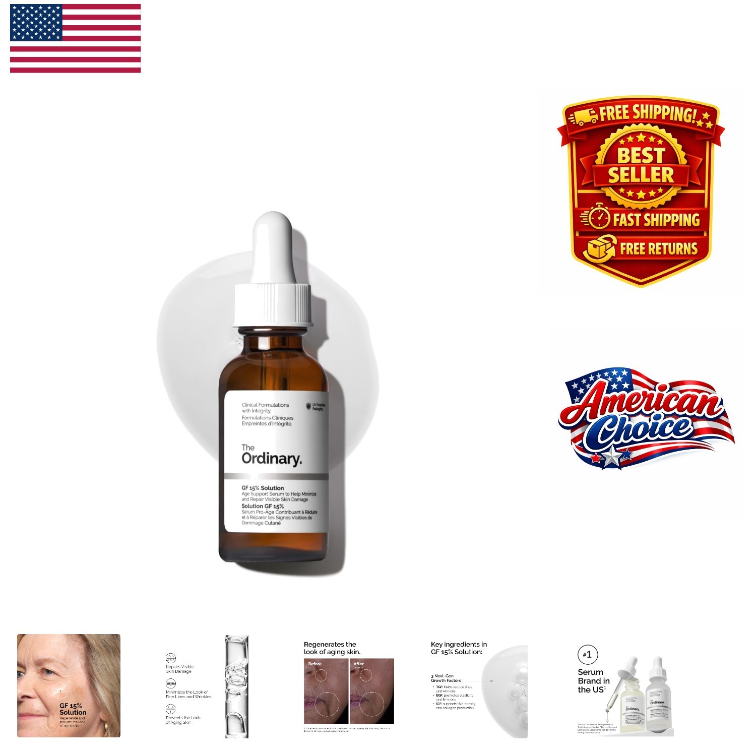 Repair & Revitalize Skin with The Ordinary GF 15% Anti-Aging Solution, 1 Oz