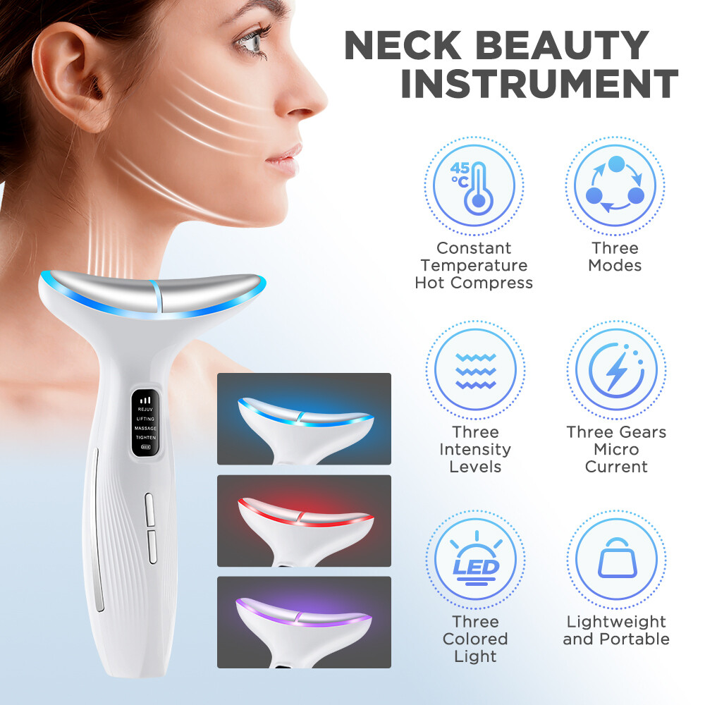 Neck Face Lifting Massager LED Light Therapy Anti-Wrinkle Skin Tightening Device