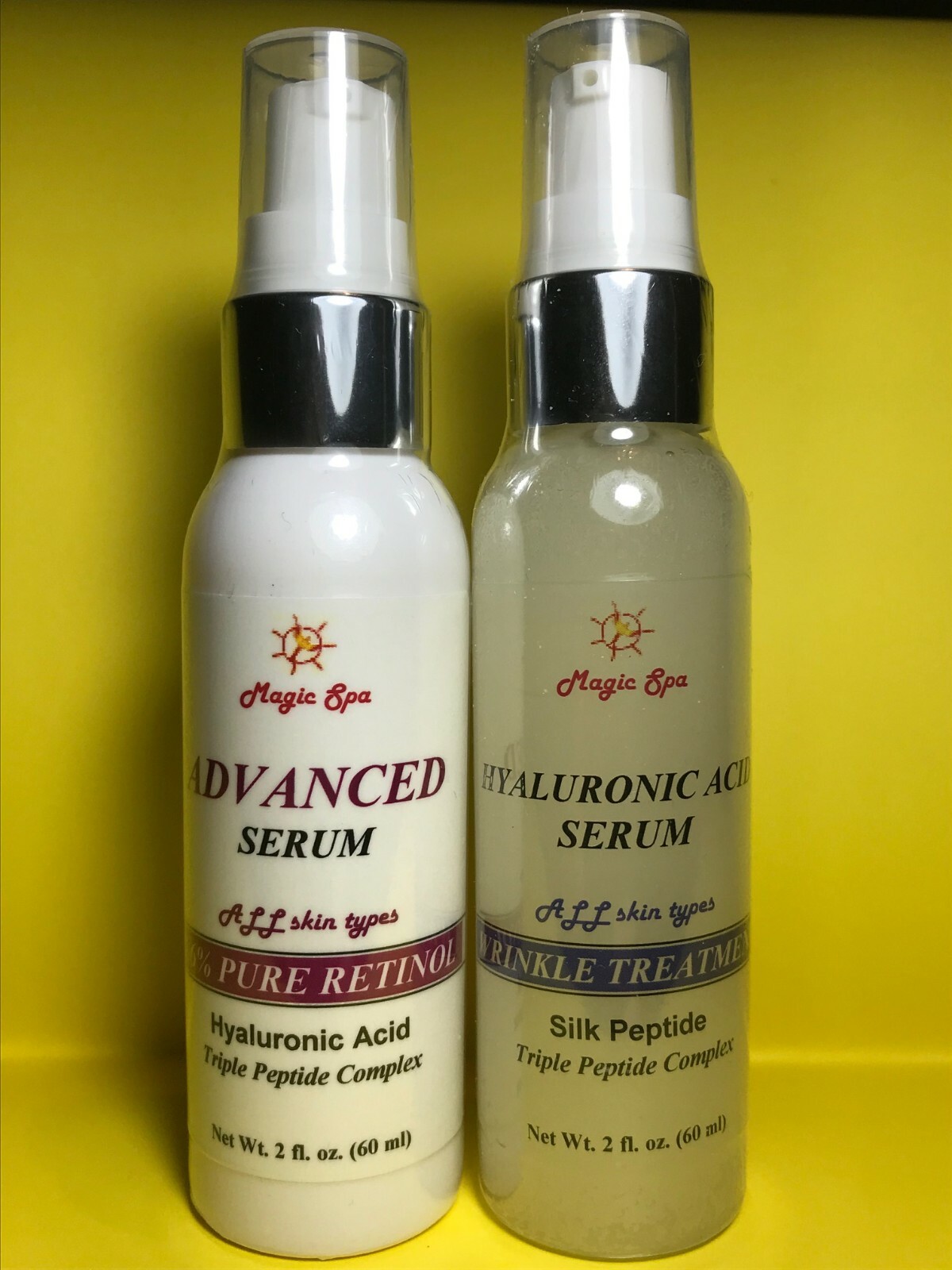 2B*2oz Hyaluronic Acid Serum Retinol Vitamin A, Matrixyl Wrinkle Filler Peptide