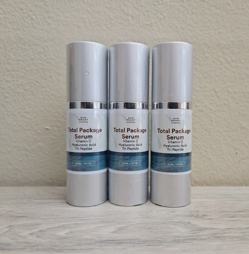 3 Sun Coast Sciences Total Package Serum Vitamin C Hyaluronic Acid Tri-Peptide