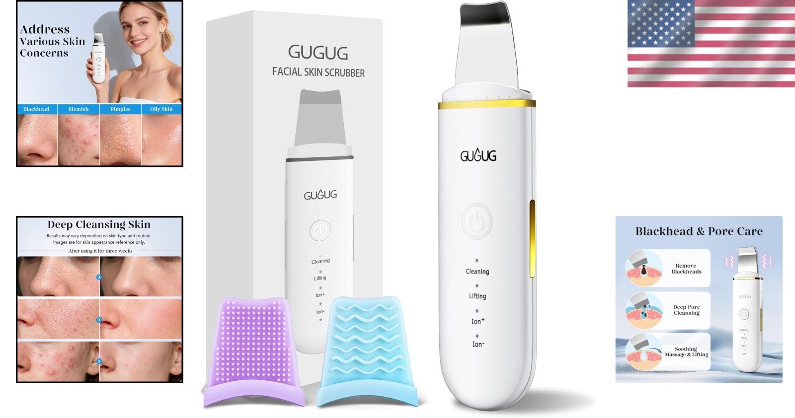 4-Modes Stainless Steel Skin Scrubber & Blackhead Remover for All Skin Types