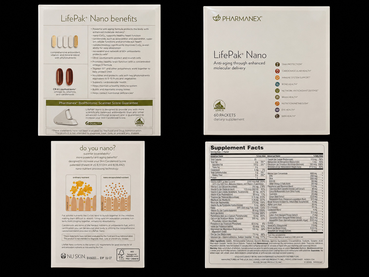 Nuskin Nu Skin Pharmanex LifePak Nano Supplements 60 Packets