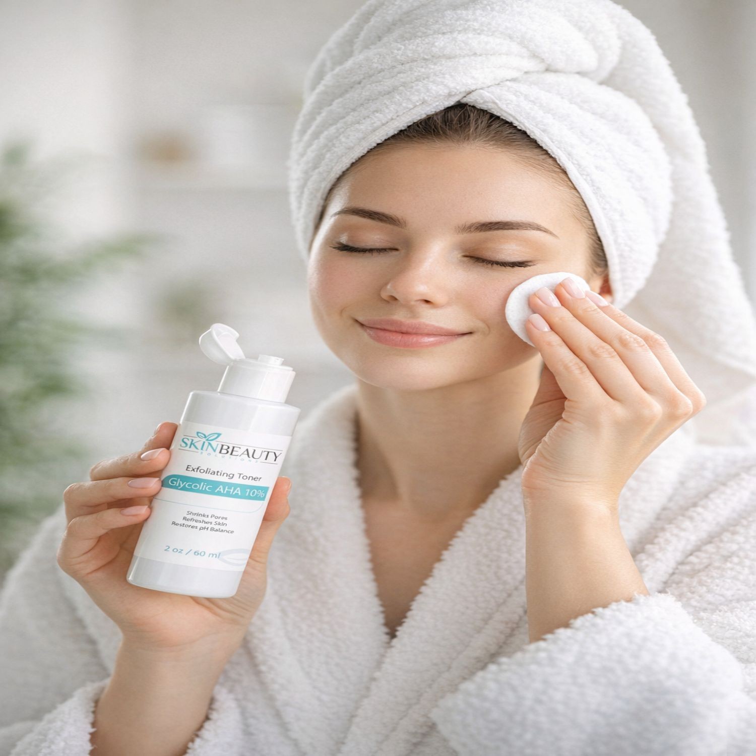 2 oz Exfoliating Glycolic Acid Skin Peel Toner for Large Pores, Acne, Wrinkles