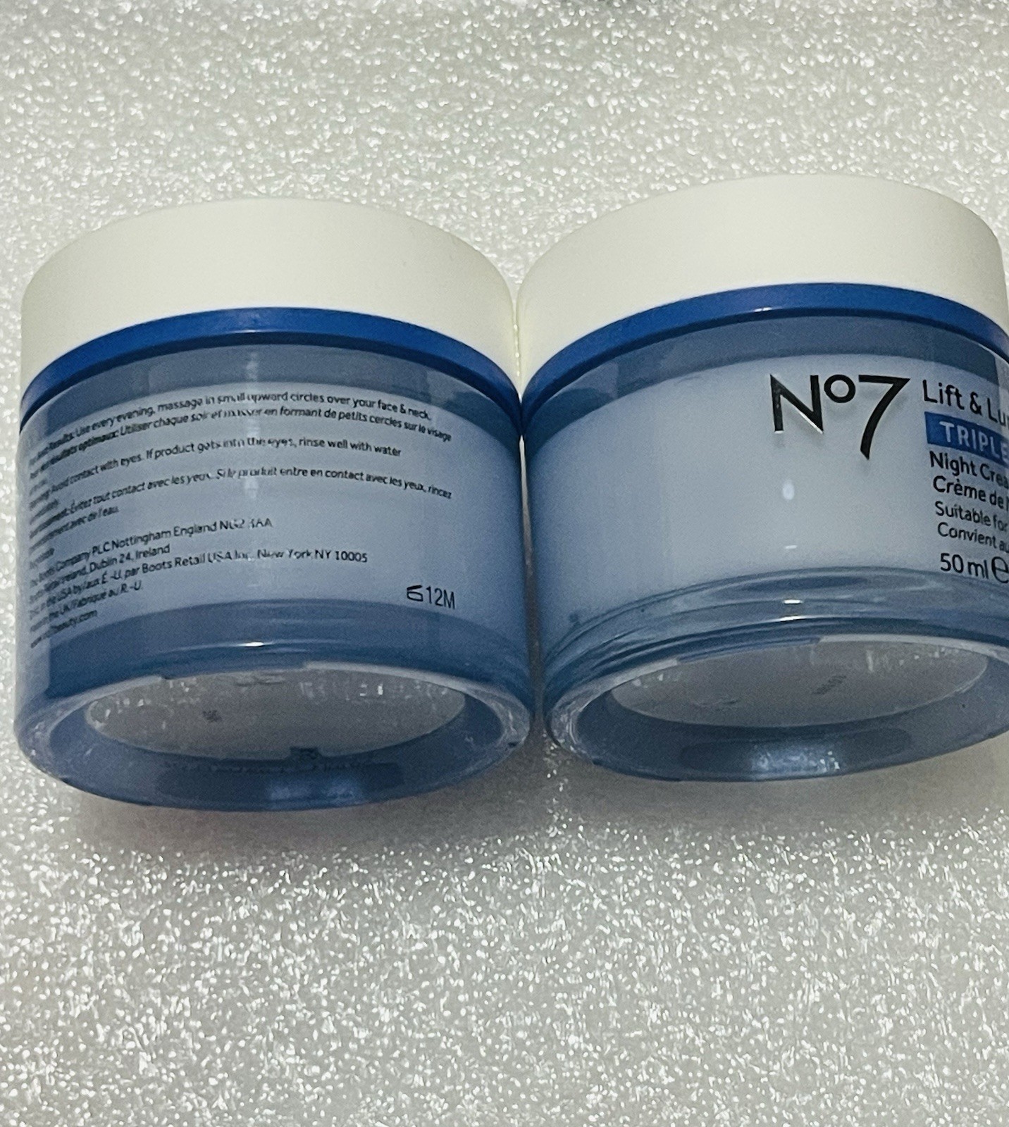 No7 Night Cream Life & Luminate TRIPLE ACTION 50 ml,New No Box. 2 Pcs