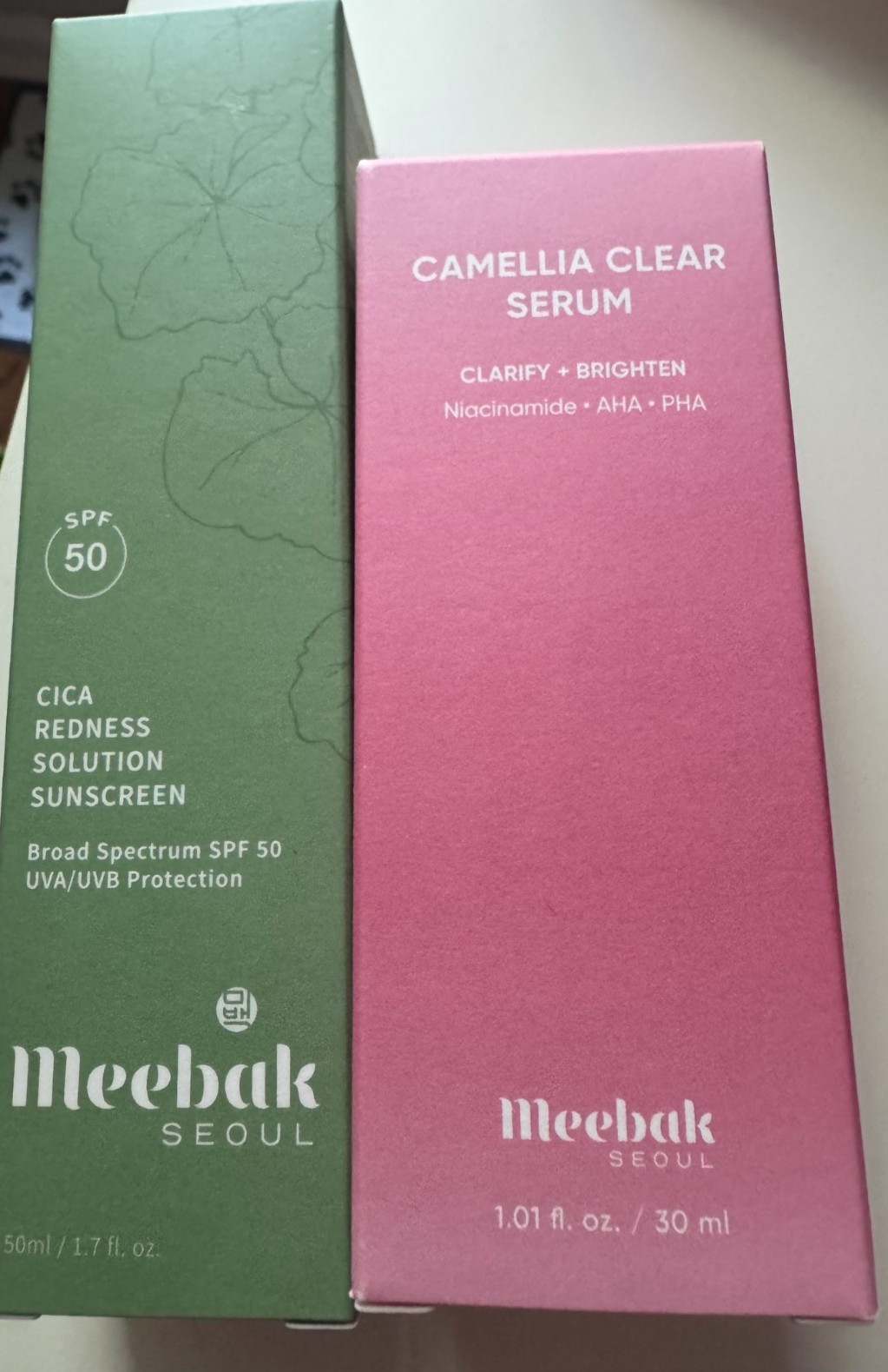 2 items by Meebak Seoul- camellia clear serum and redness solution cream SPF 50
