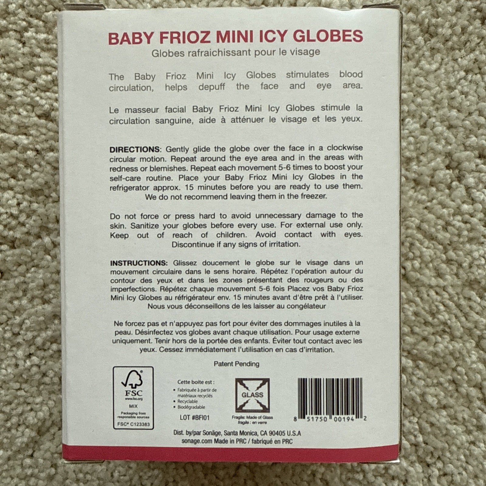Sonage Brand Baby Frioz Mini Icy Globes | Gua Sha | Face & Eye Puffiness | NIB