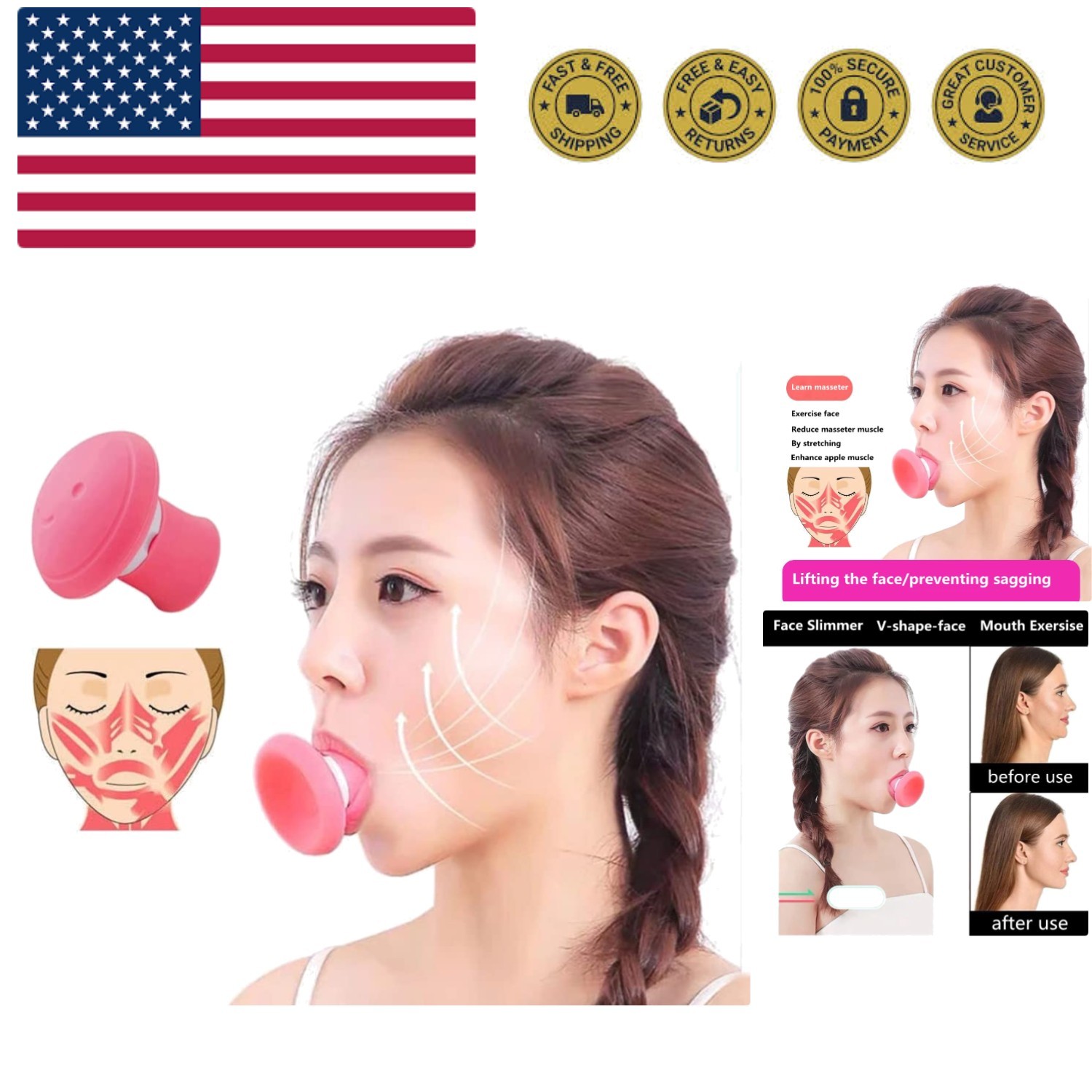 Face Exerciser, Facial Yoga for Skin Tighten Firm, Jaw Exerciser, Double Chin…