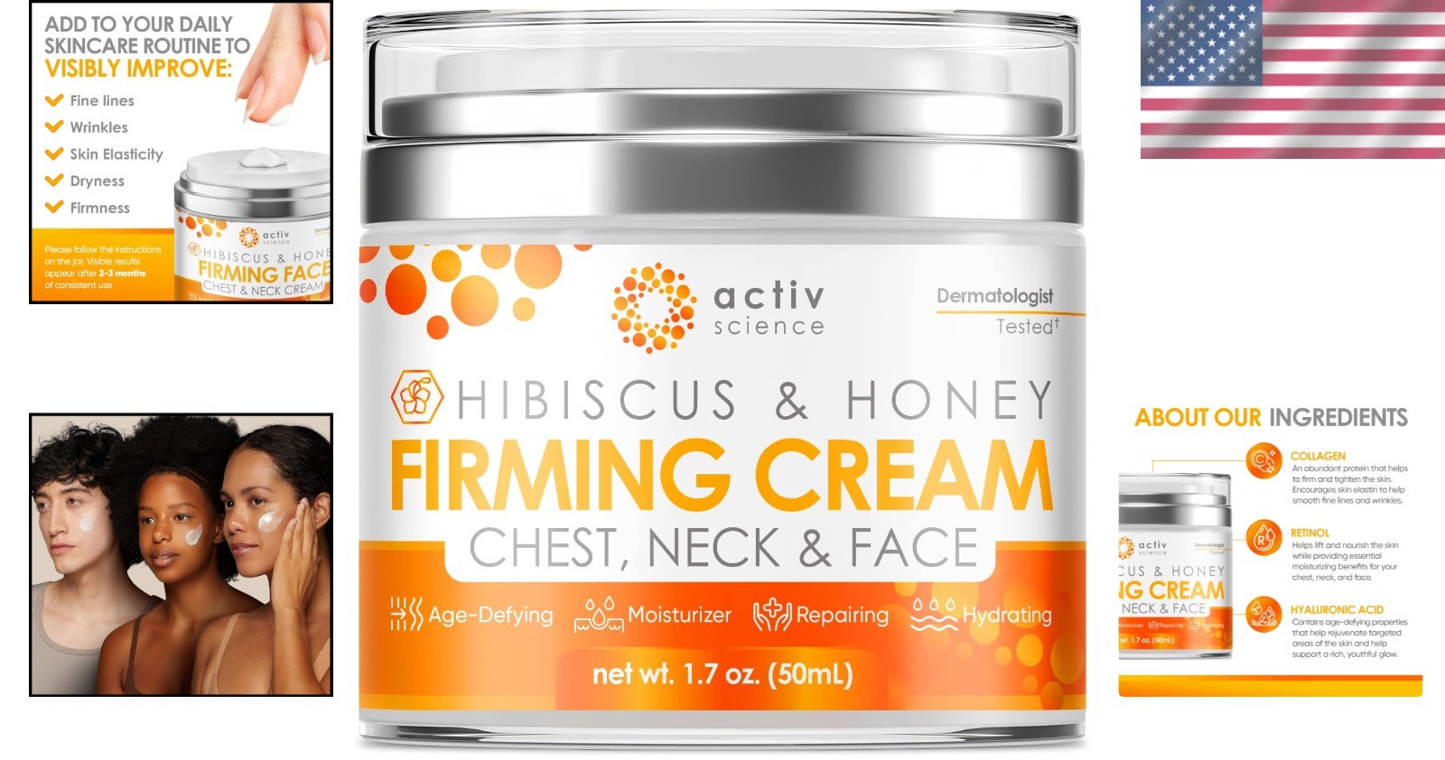 1.7Oz Hibiscus & Honey Retinol Cream – Natural Solution for Wrinkles & Firmness