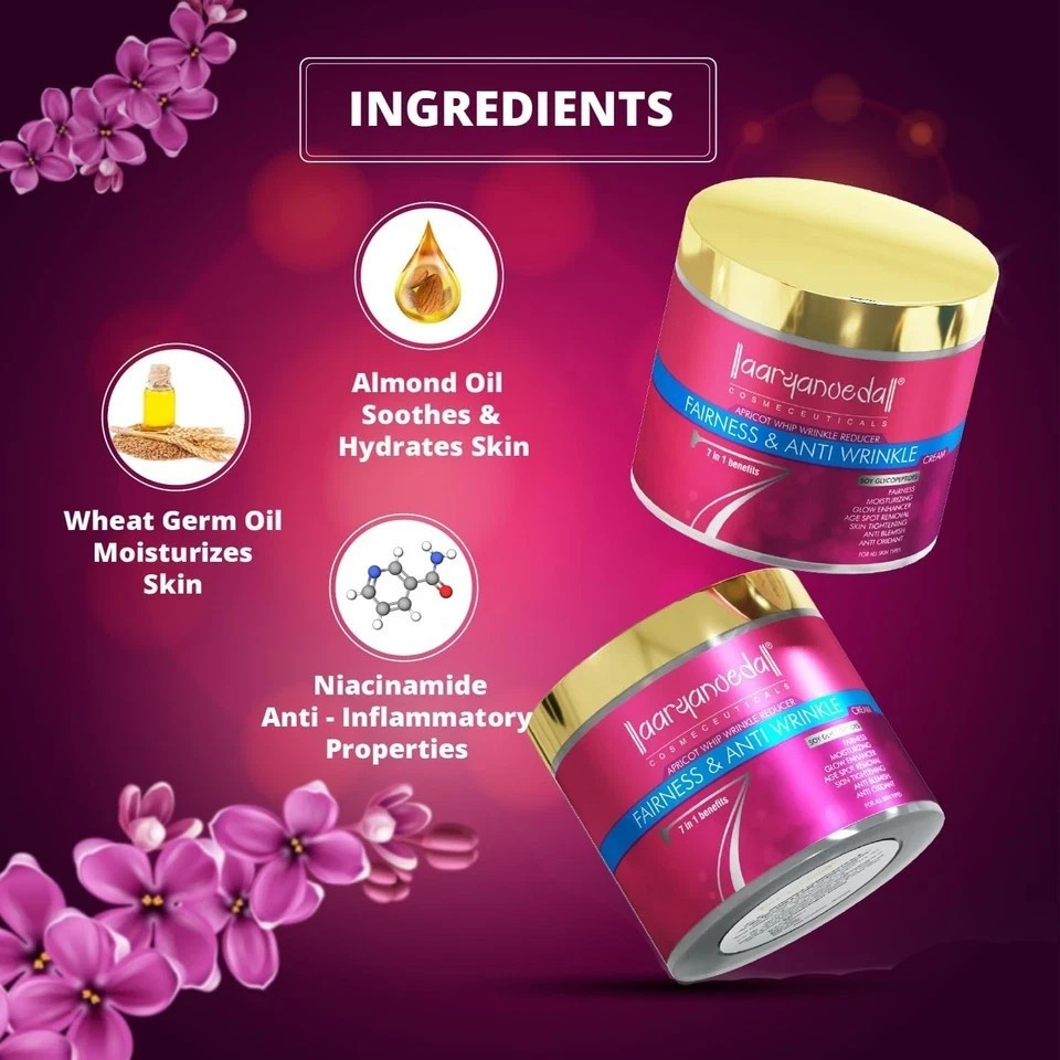 Aryanveda Fairness & Anti-Wrinkle Face Cream 90gm Summer Daily Use Unisex