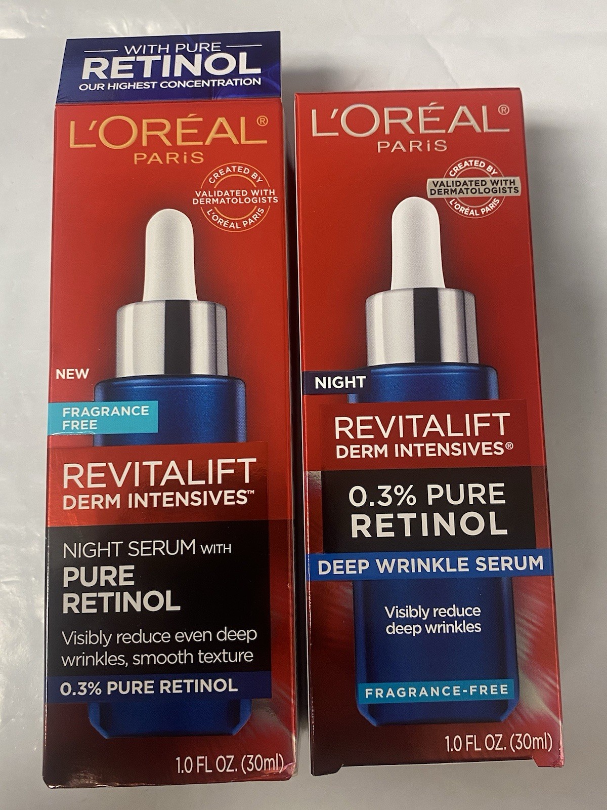 2 L’Oreal Paris Revitalift Derm Intensives Night Serum 0.3% Pure Retinol 1 oz