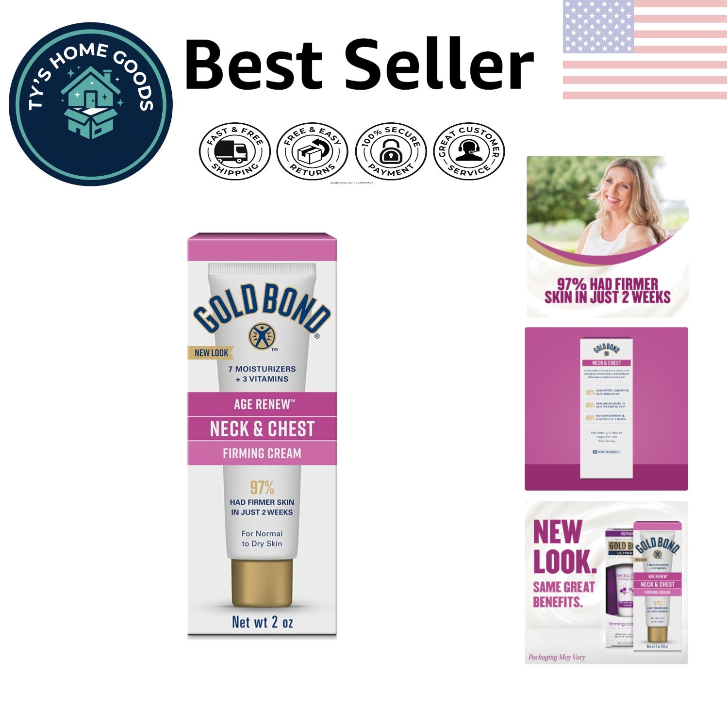 Anti-Aging Neck & Chest Cream, 2 Oz – Hypoallergenic & Fast-Absorbing Formula
