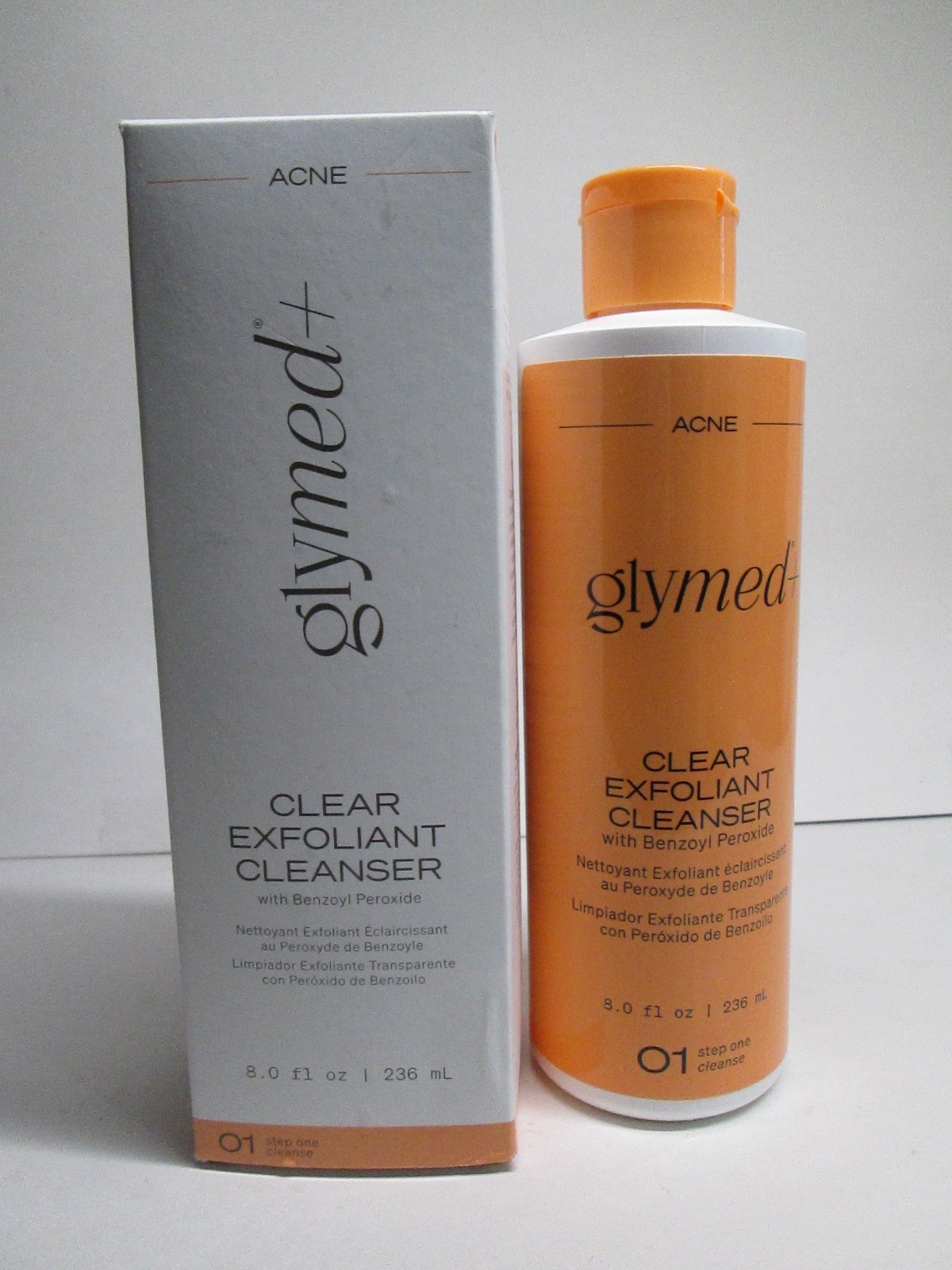 GLYMED PLUS clear exfoliant cleanser 8.oz/236 NEW