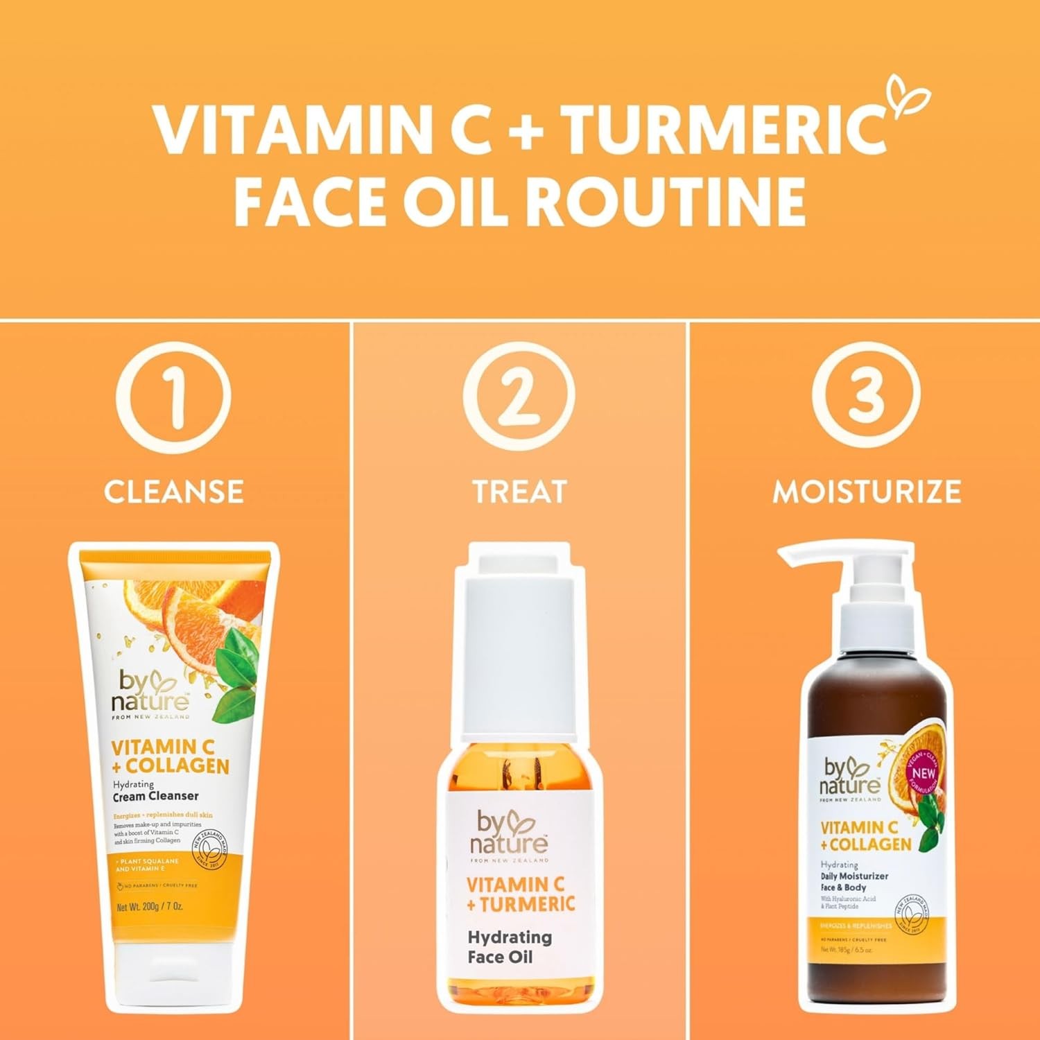 By Nature Brightening & Hydrating Face Oil – Vitamin C Oil & Turmeric Extract En